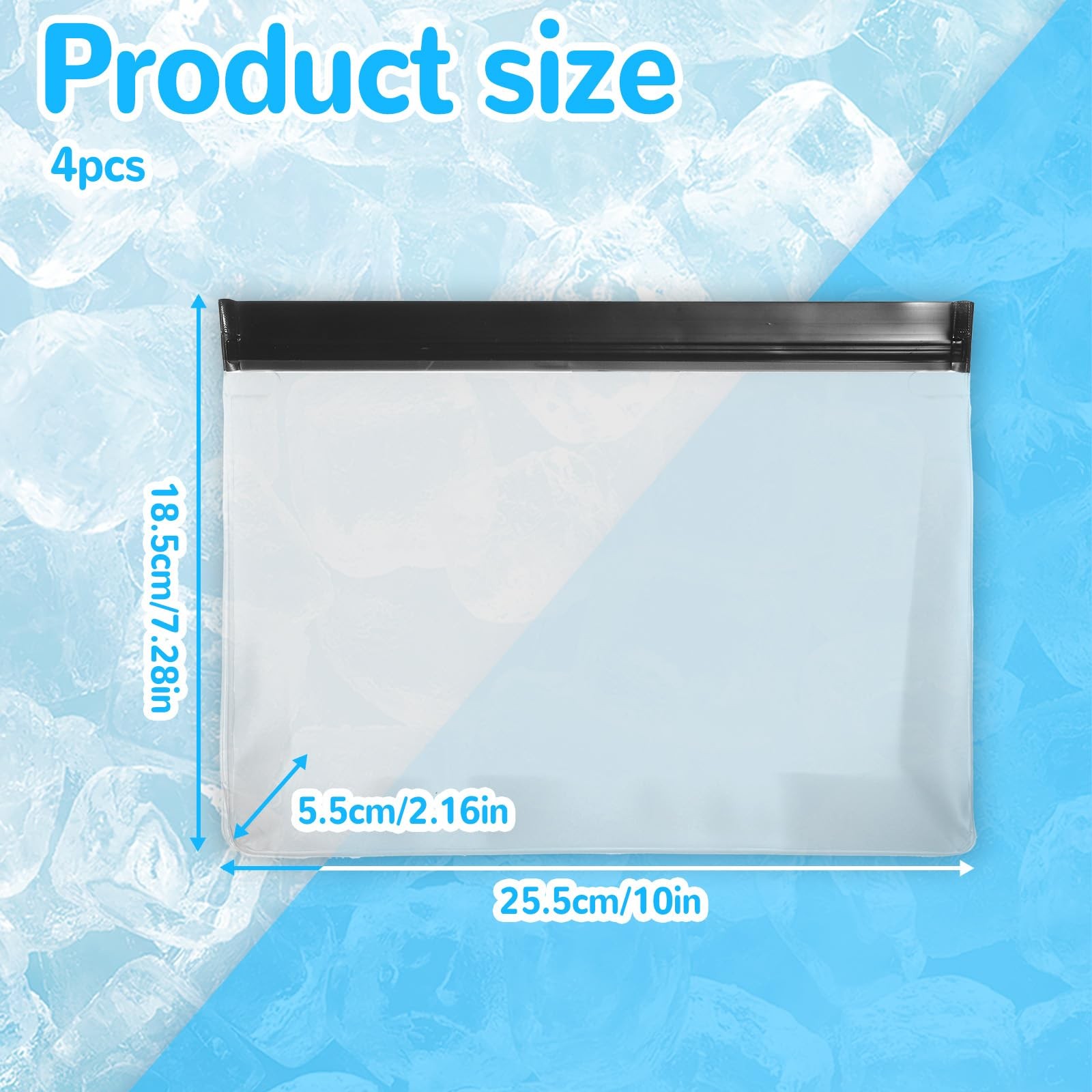 Hpmjz 4 pcs Clear Leak Proof Freezer Bag Reusable Ice Storage one size, black