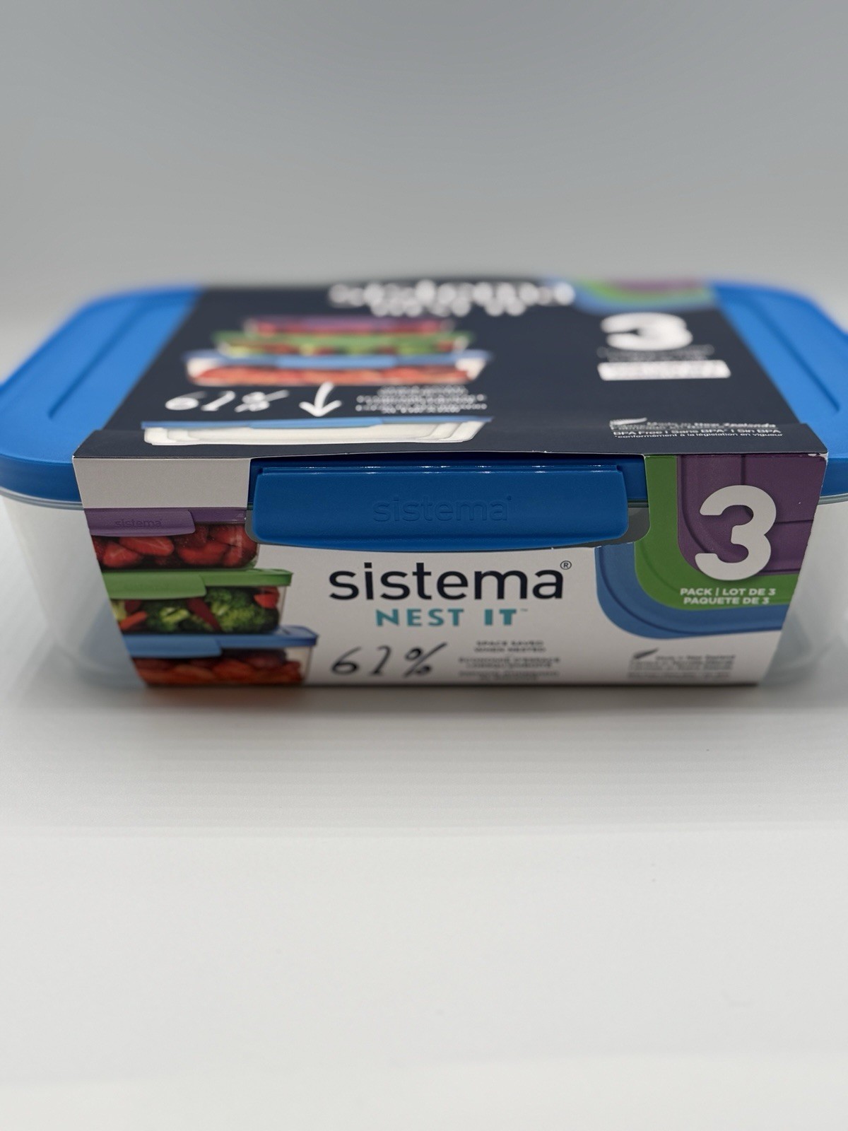 Sistema Nest It Airtight Food Storage Set of 3 Dishwasher and Microwave Safe