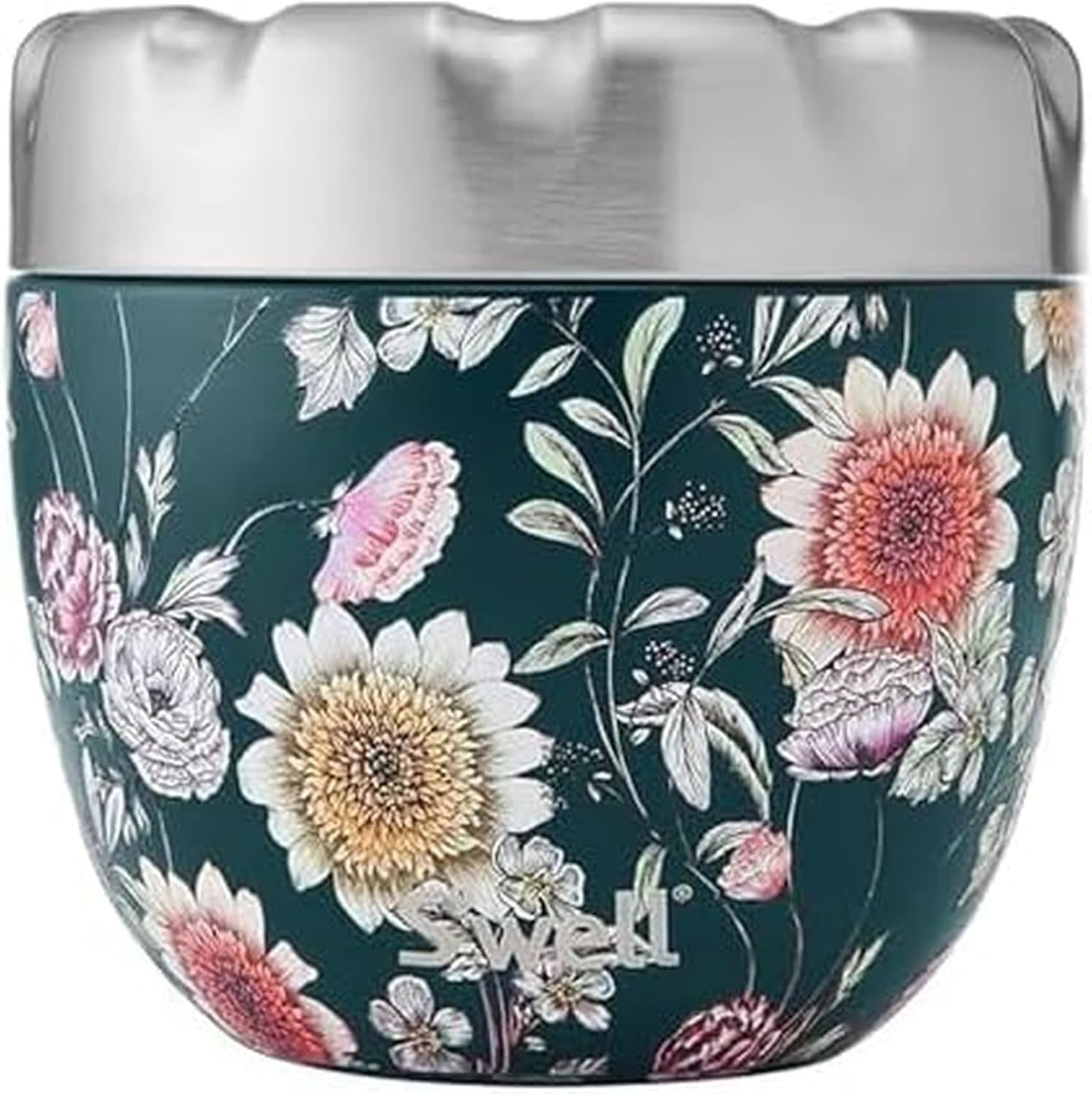 Stainless Steel Food Bowls, 21.5oz, Midnight Botanical, Triple-Layered Vacuum