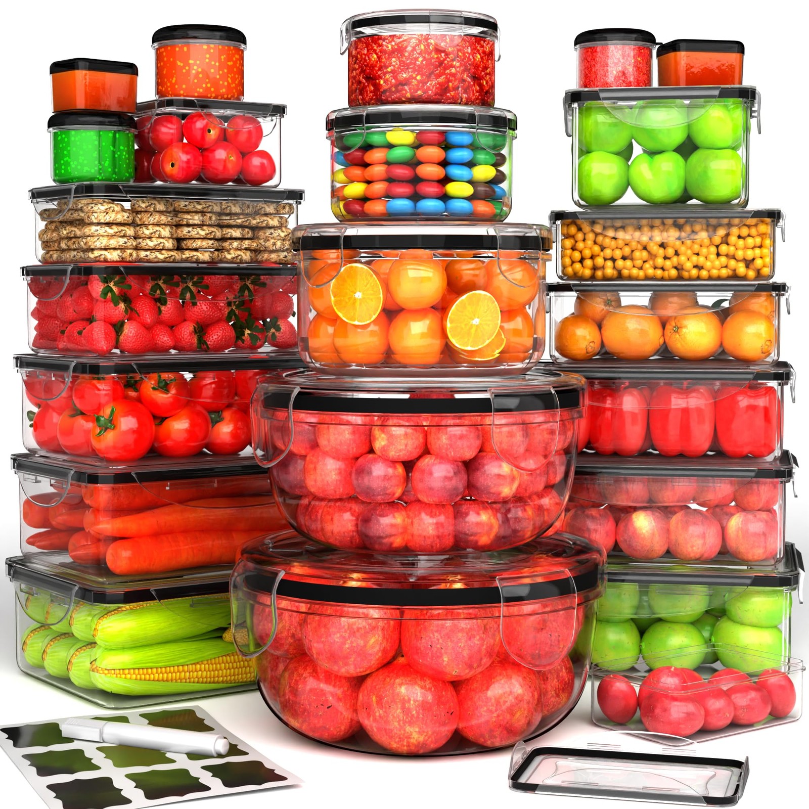 44 Pcs Food Storage Containers with Lids Airtight- (22 Stackable Boxes-22 Lid…