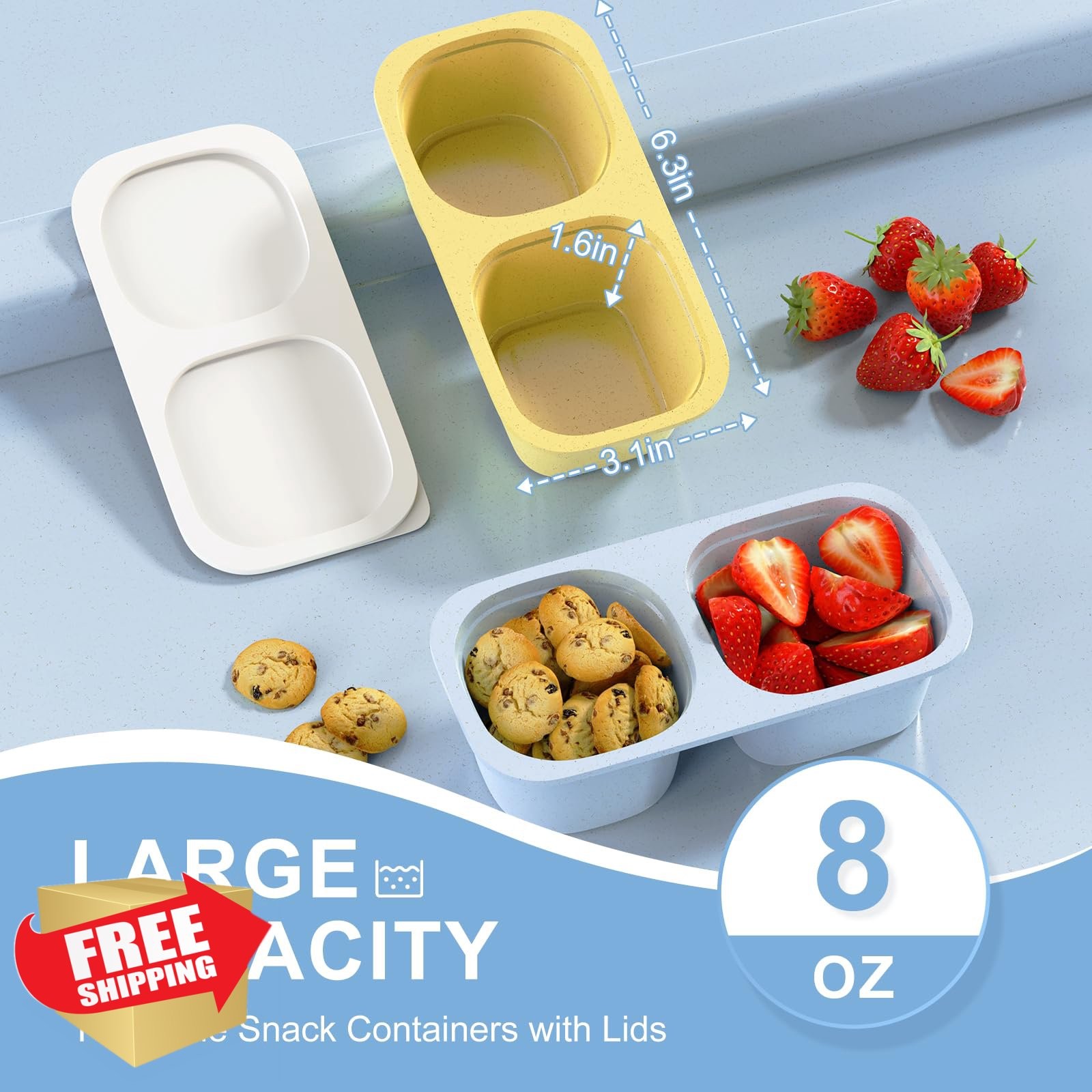 LUOFNI 5 Pack Reusable Snack Containers Classic Color