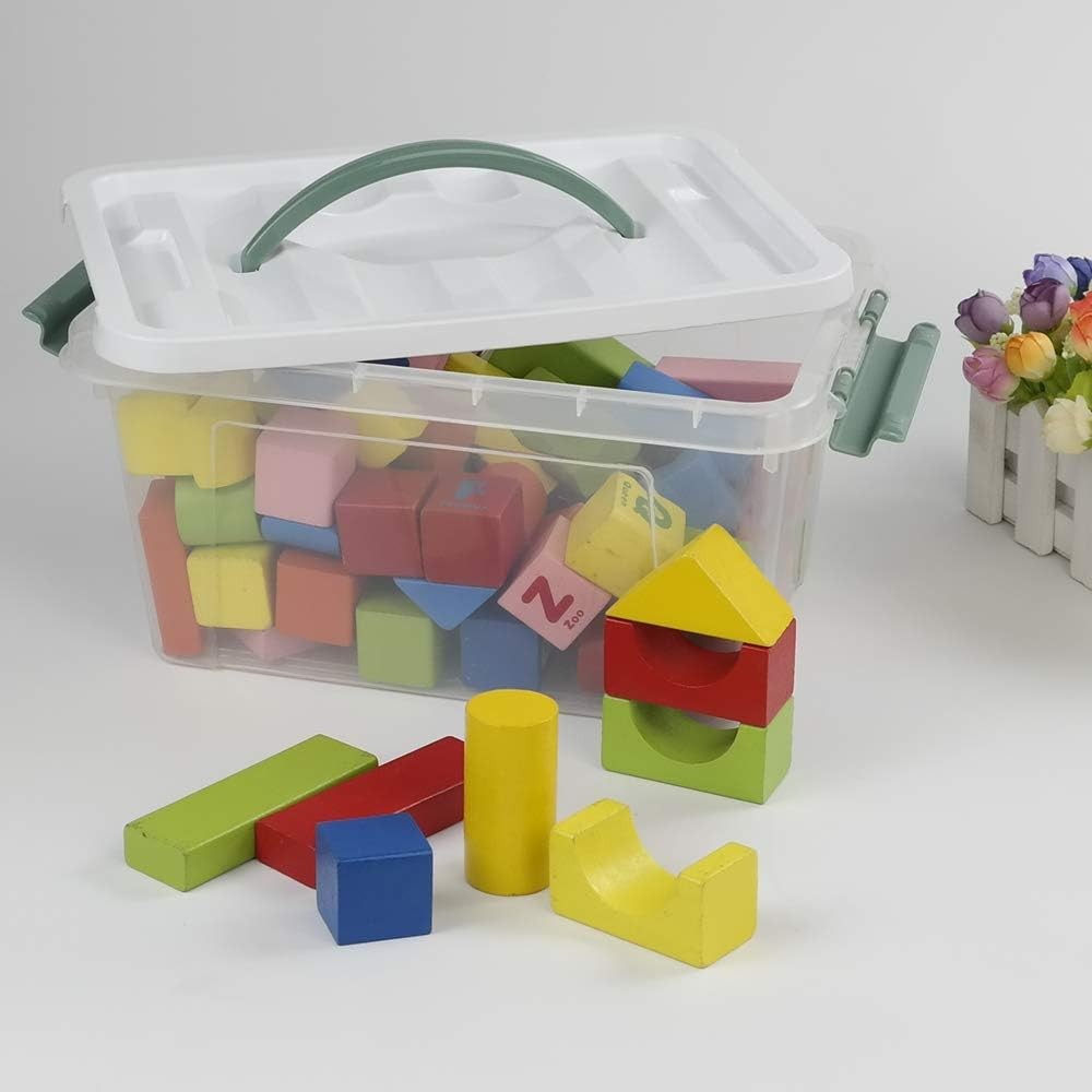 6 Quart Clear Plastic Multipurpose Lidded Storage Container Box Bin with Handle