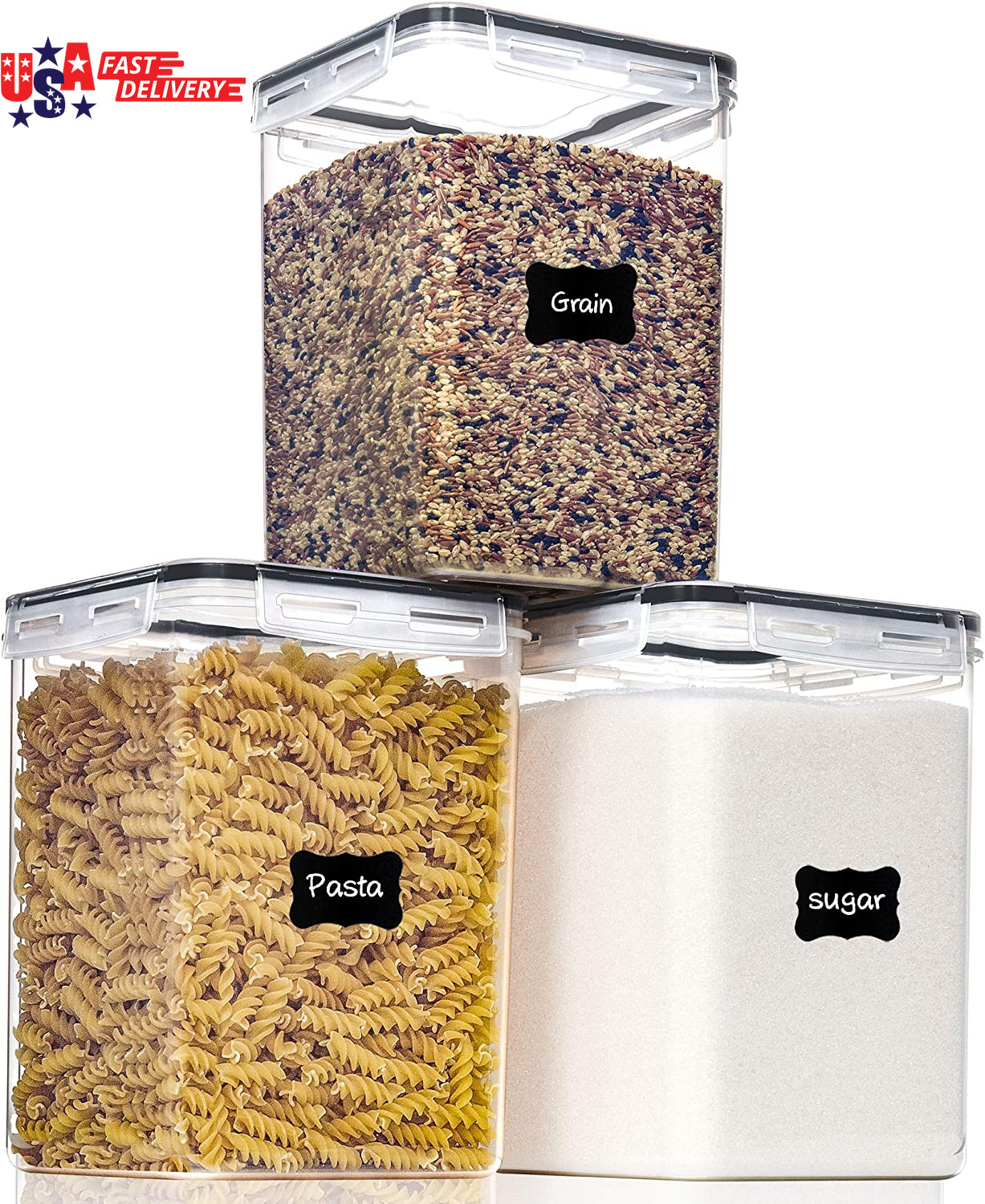 Large Food Storage Containers with Lids Airtight 5.2L /176Oz, for Flour, Sugar,