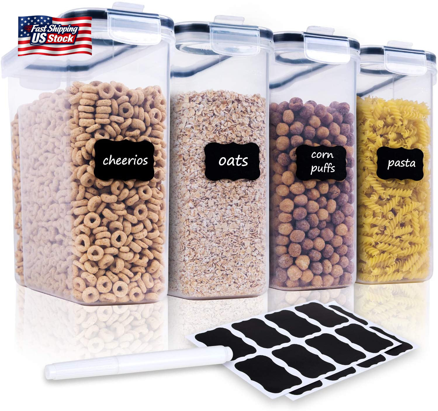 FOOYOO Cereal Containers Storage Set – 4 Piece Airtight Large Food Storage Conta