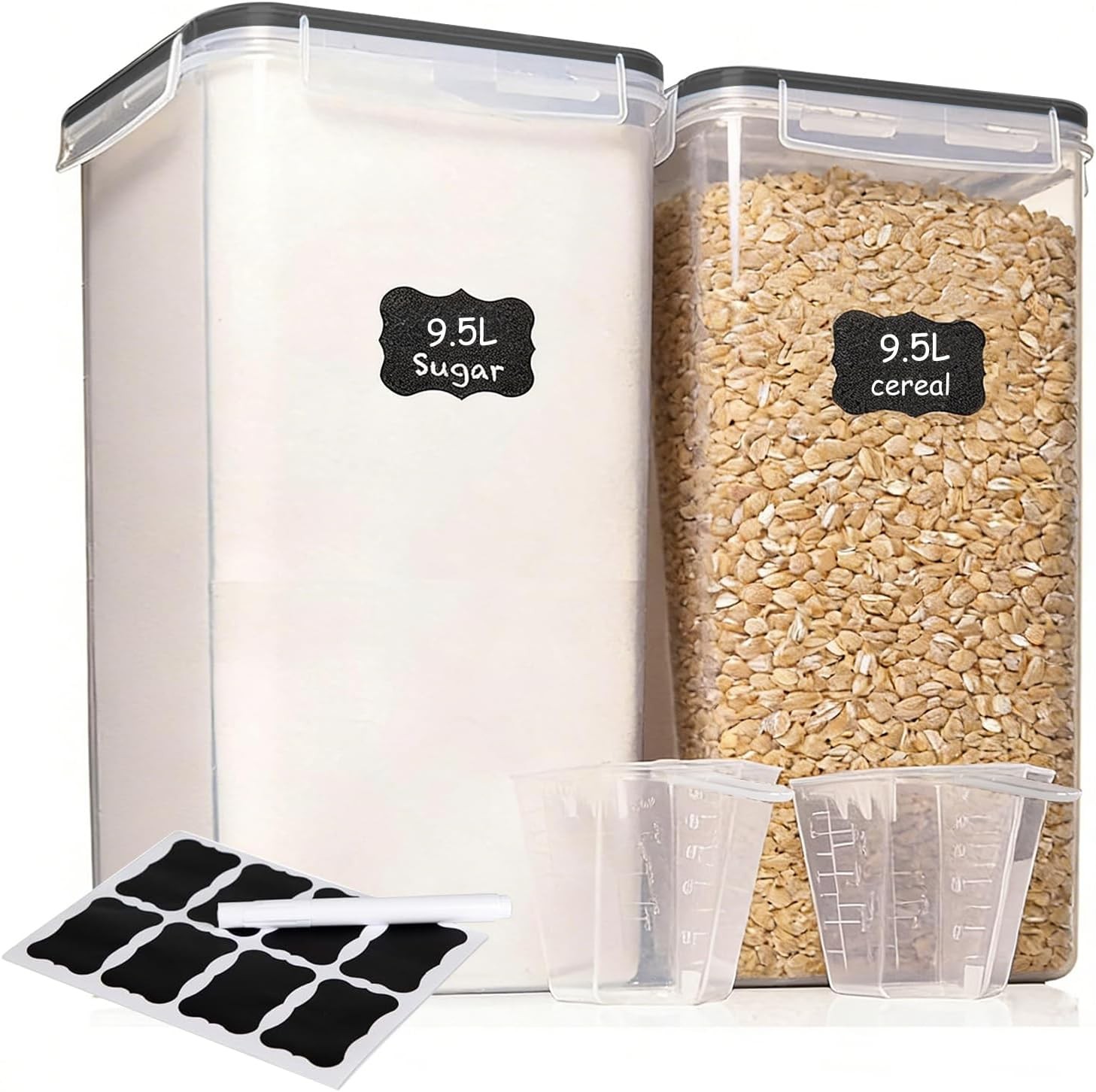 2 PC 9.5L 321 Oz Extra Large Airtight Food Storage Containers W/ Lids Kitchen