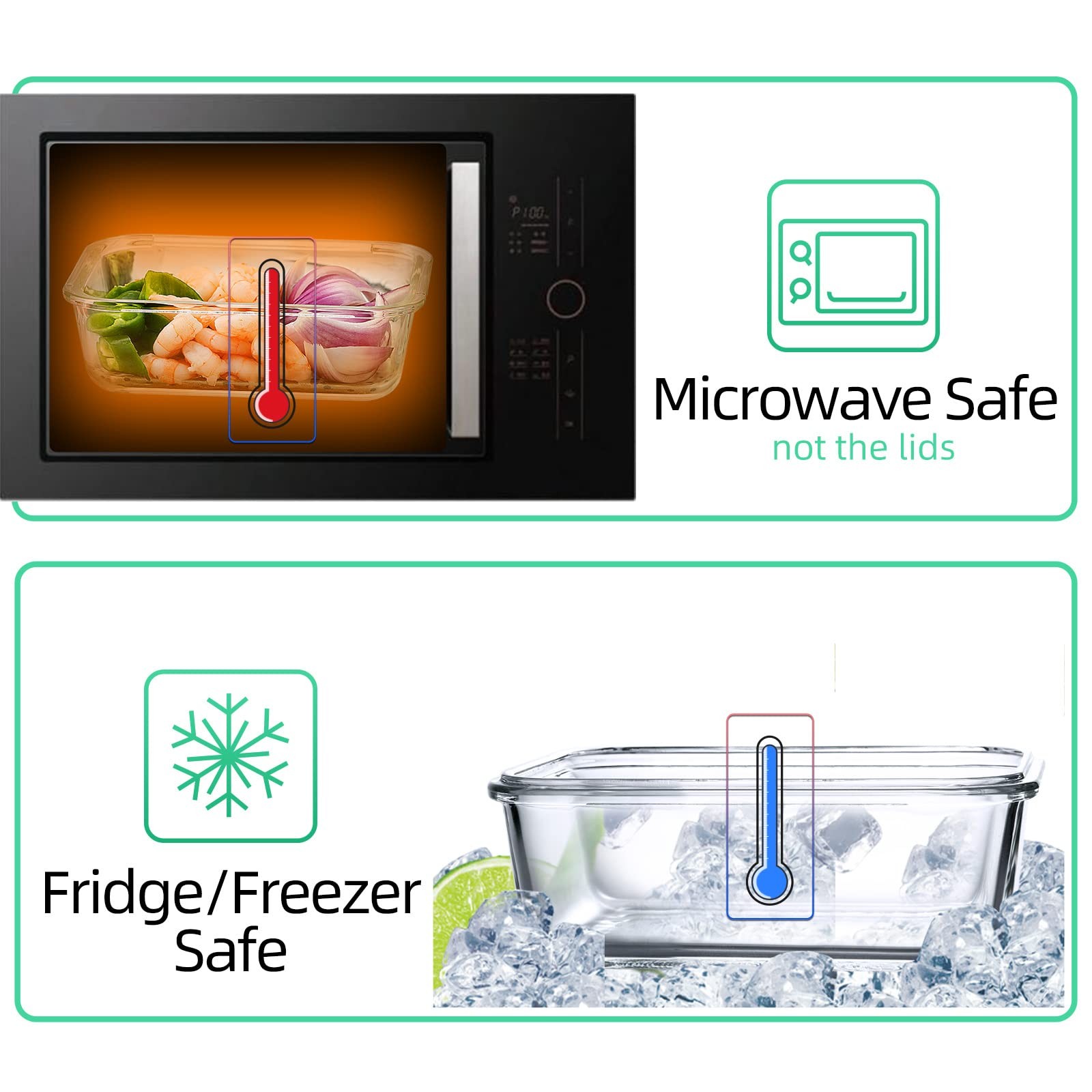 10 Pack Glass Food Storage Containers with Lids Leakproof, Airtight Glass Mea…