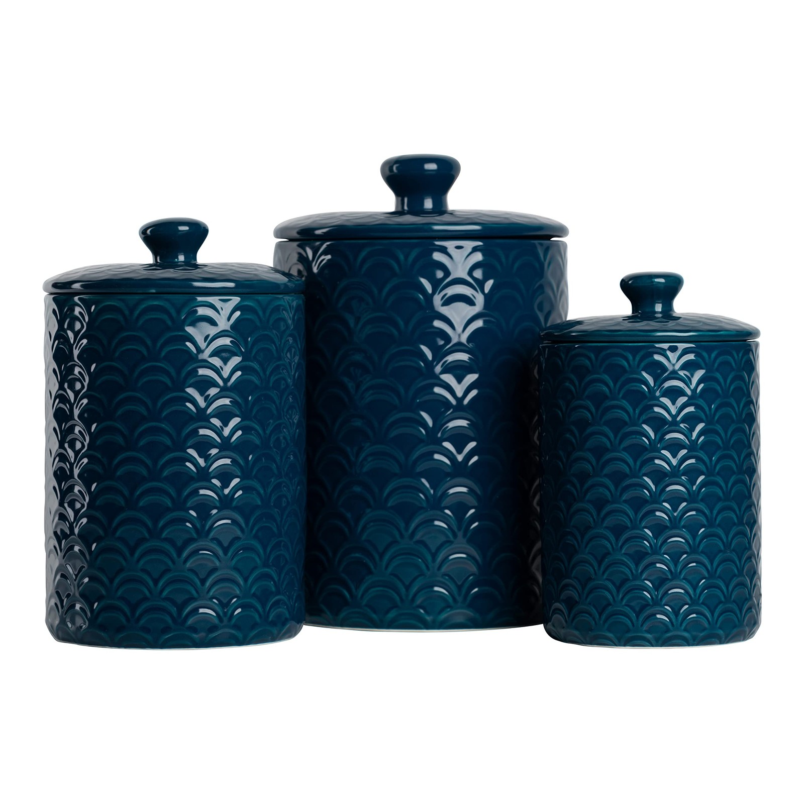 10 Strawberry Street Kitchen Canister Set, 3 Piece, Ocean Navy