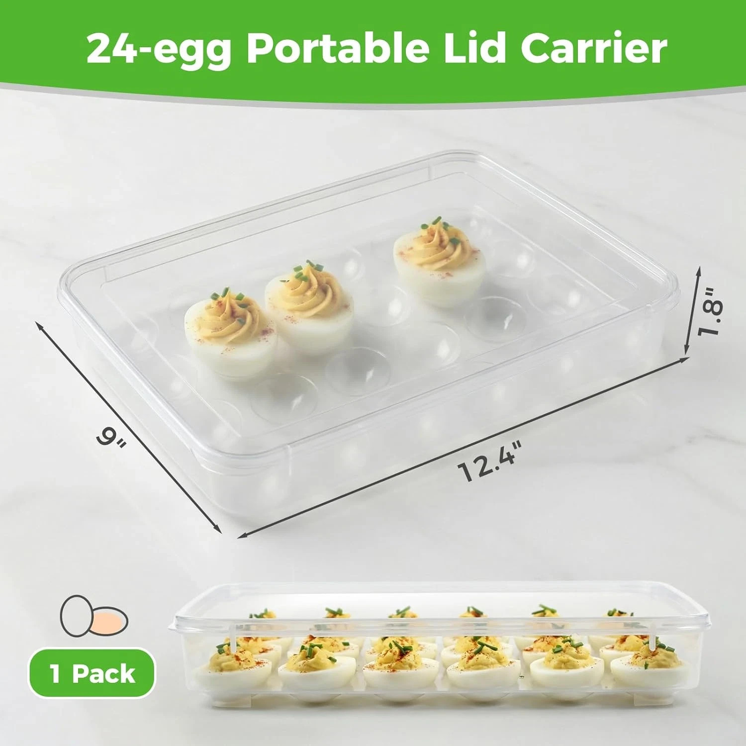 Deviled Egg Containers with Lid, Deviled Egg Tray Holder Carrier with Lid for 24