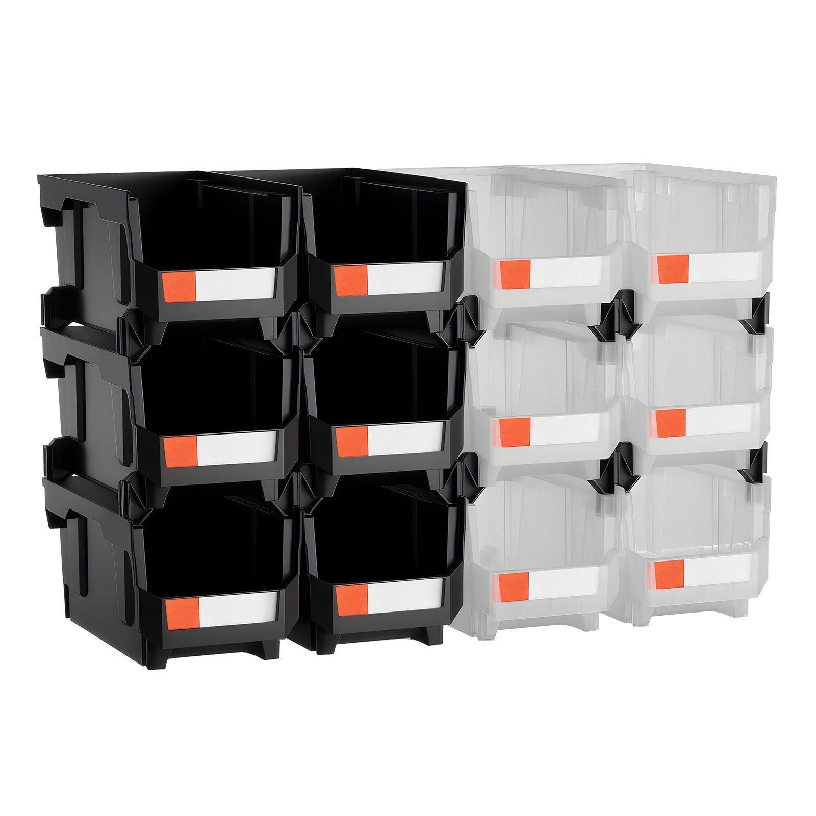 12-Pack 14.8×8.5×7.1in Stackable Bins for Office School Workshop Flexible