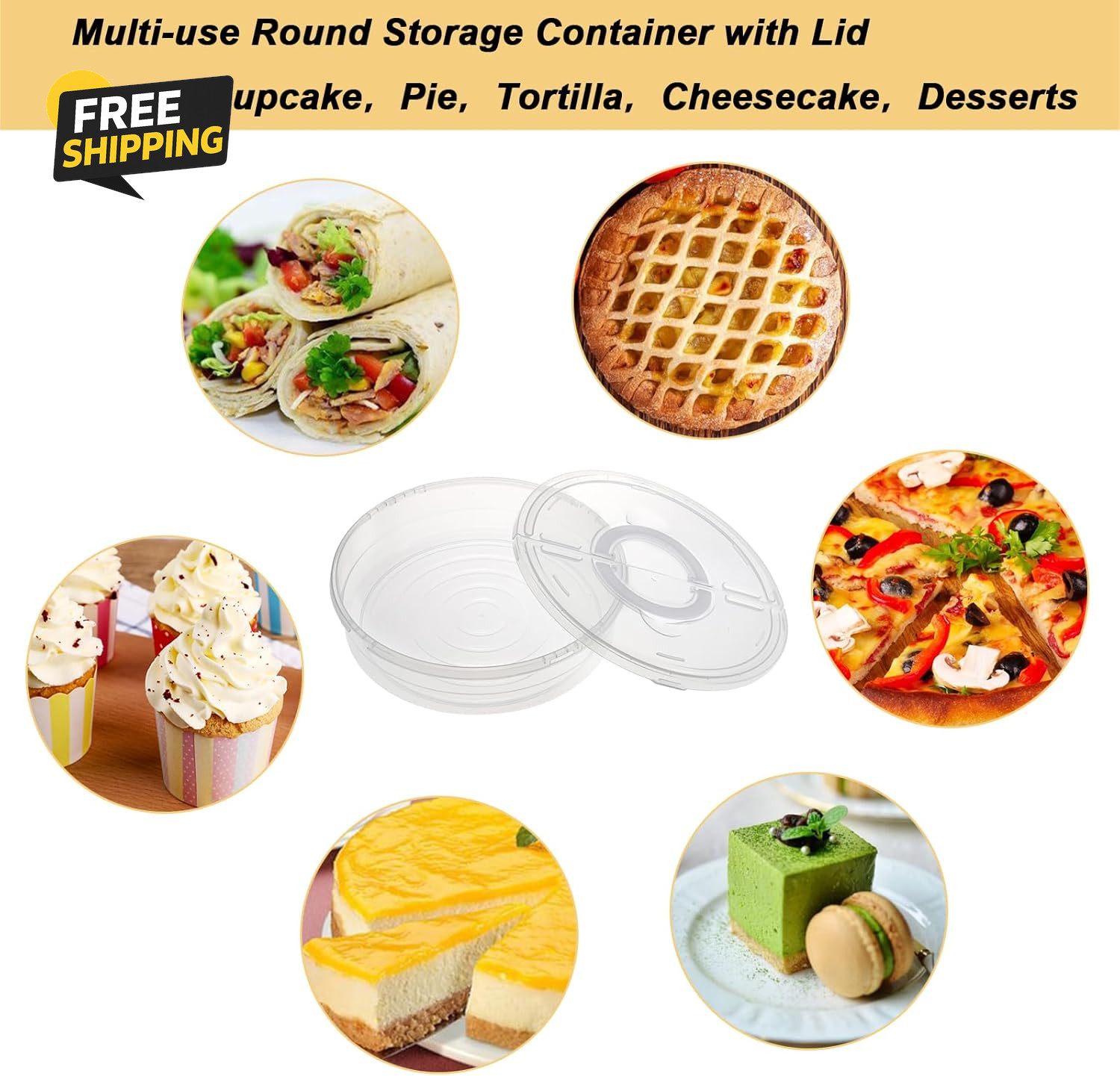 Clear Plastic Pizza Container with Lid and Handle 12 Inch round Pie Carrier