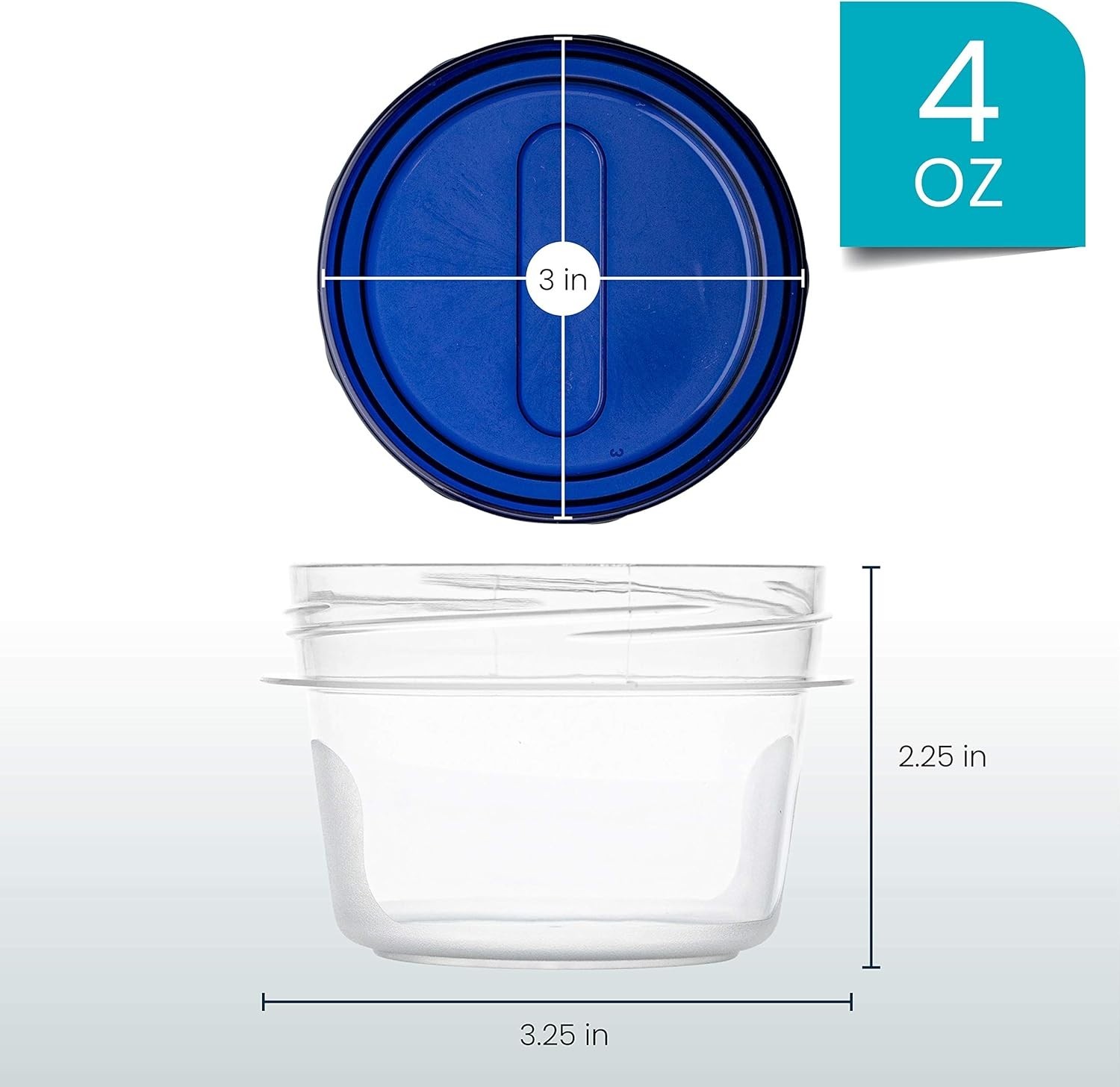 Clear Round Deli Containers with Blue Twist Lids for Food Storage 6 Count