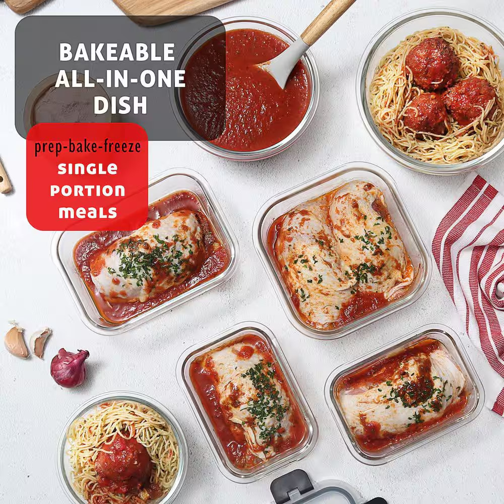 12-Pack Glass Food Storage Containers with Lids