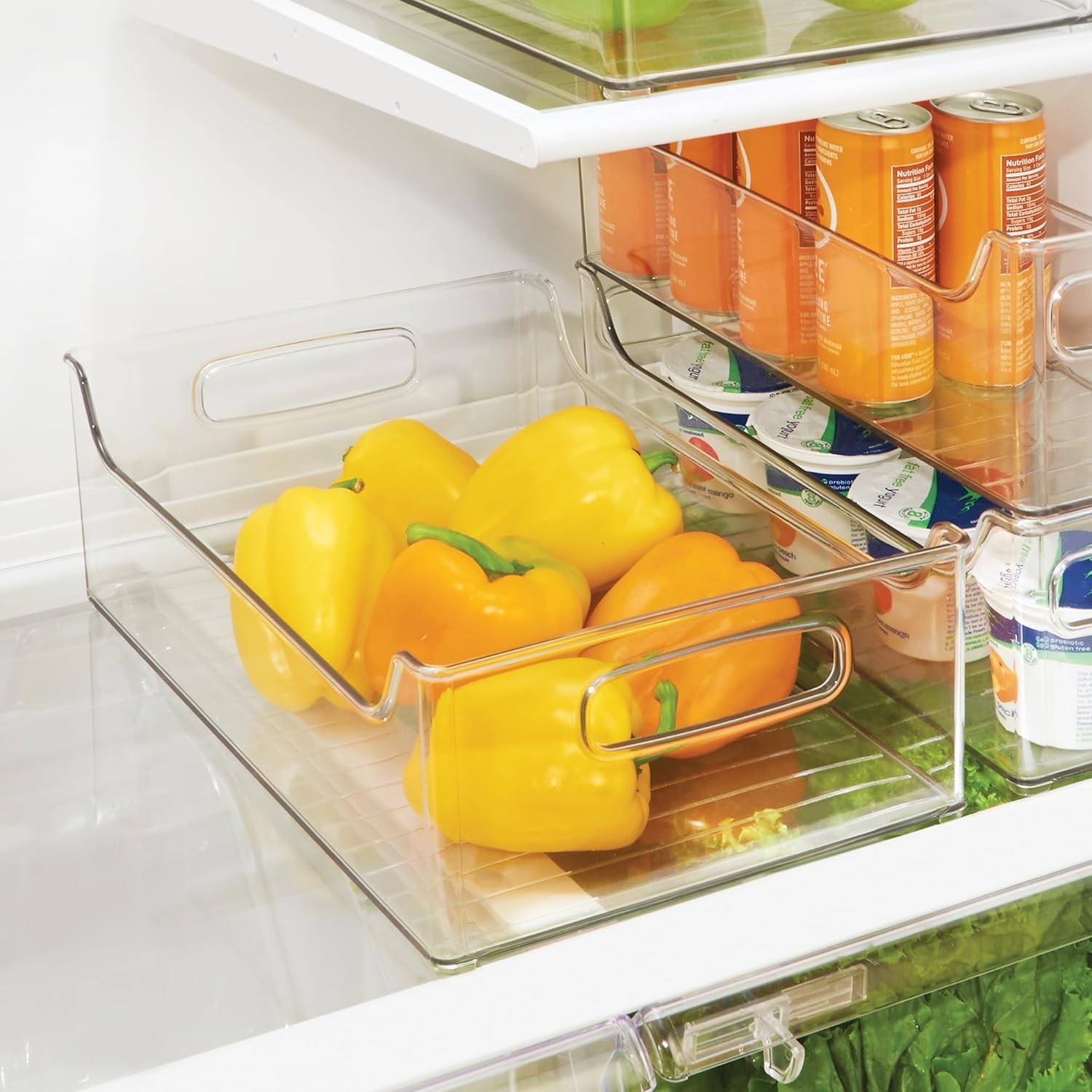 iDesign Stackable Storage Bin W/ Handles Pantry/Fridge Clear Made in USA