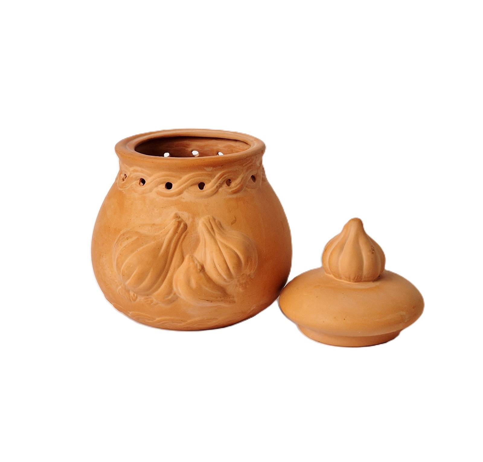 Terracotta Garlic Keeper Pot with Vented Lid – Made in Taiwan