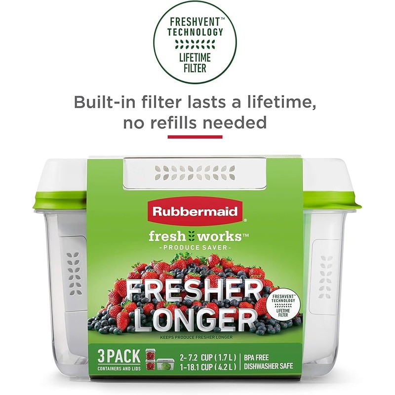 FreshWorks Produce Saver Food Storage Containers 8-Piece Set Fresher Produce New