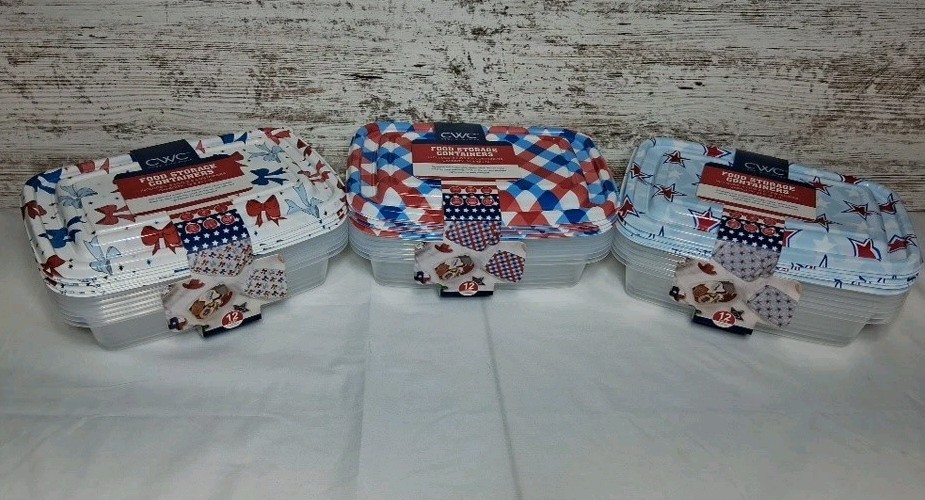 CWC Food Storage Containers With Lids 33.8oz/1L Each (18 Total) 3 Designs