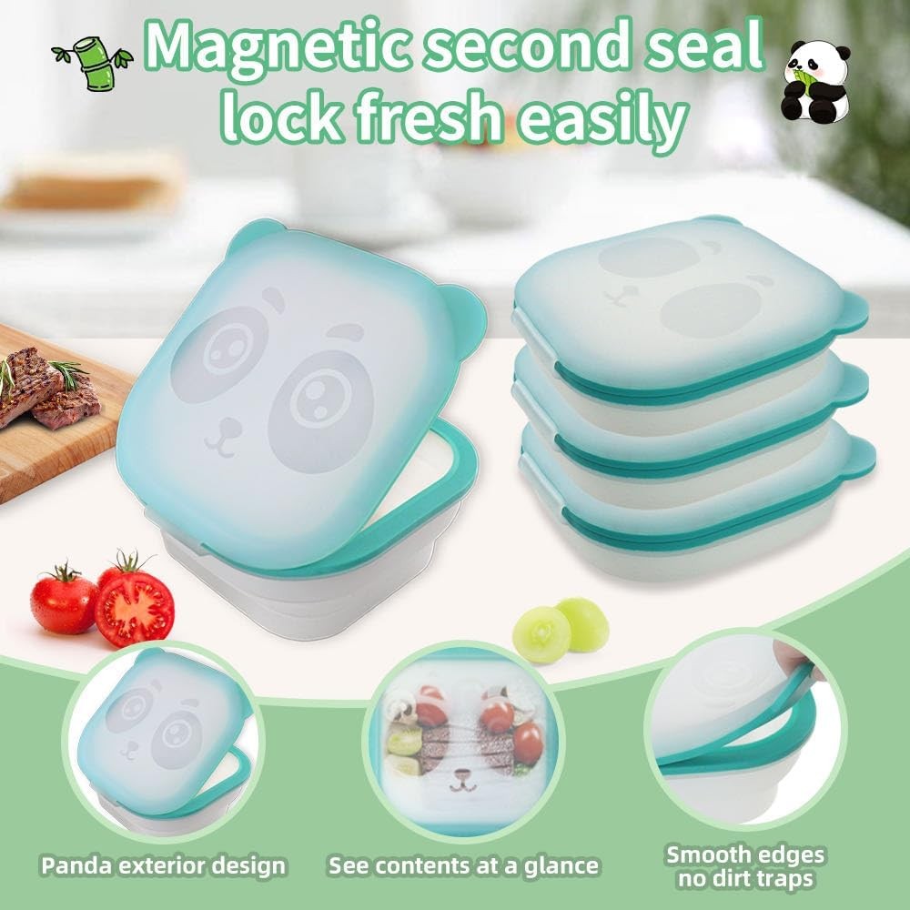Foldable Magnetic Food Storage Container Transparent Food Grade Silicone Durable