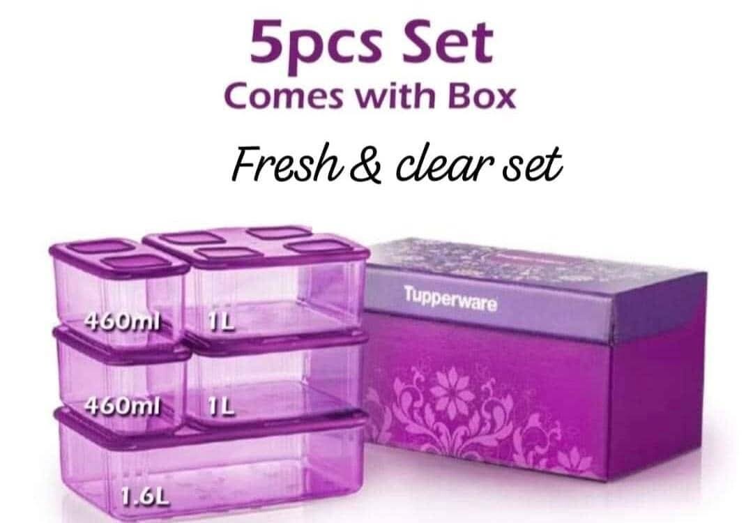 5PC Tupperware Purple Fresh n’ Clear Clearmate Food Containers Set