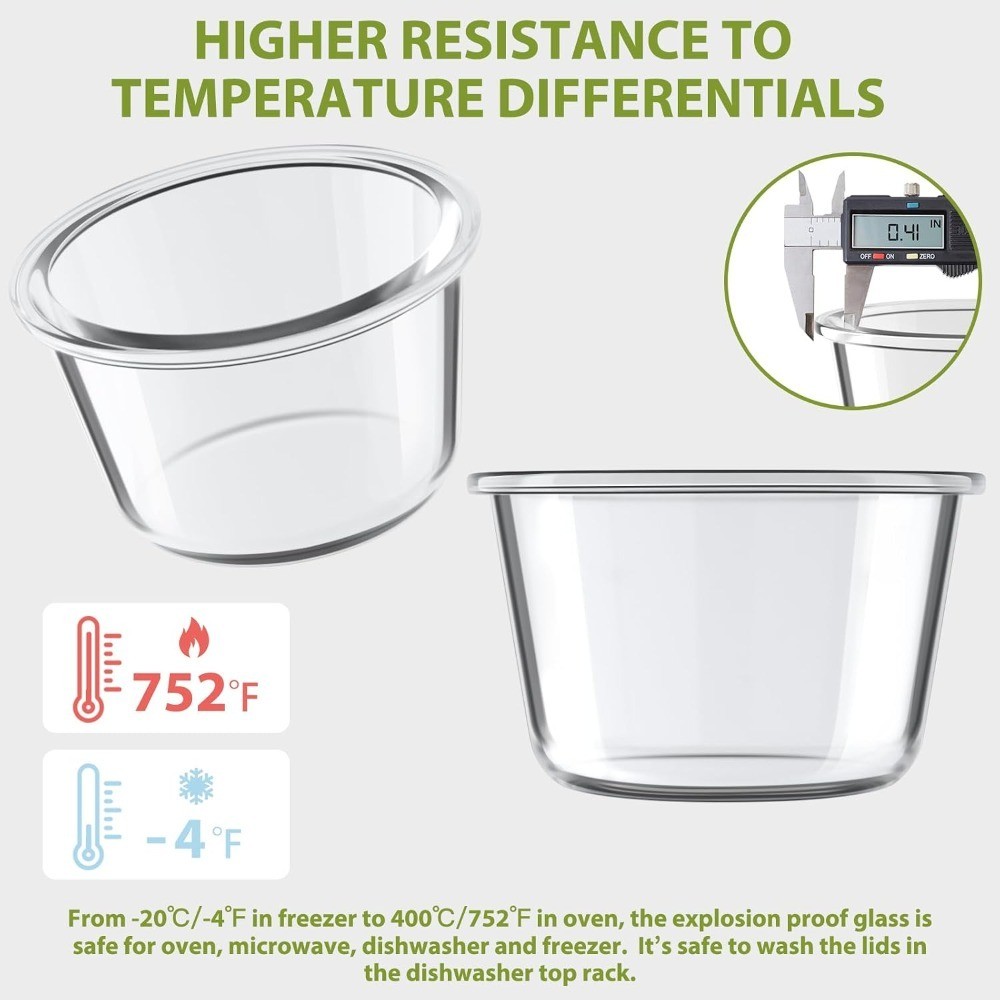 16oz Glass Meal Prep Containers, Airtight 2 Cup Glass Storage Containers with