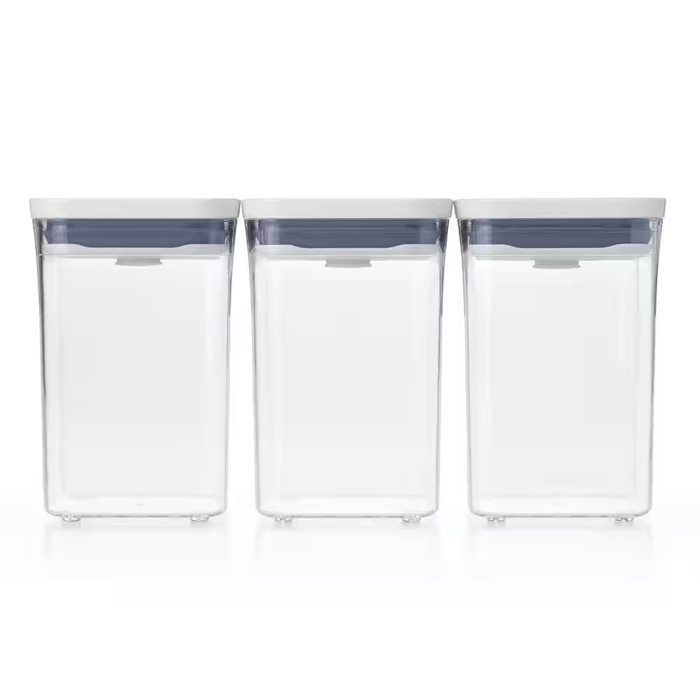 Good Grips 1.1 Qt. Small Square Short POP Container with Airtight Lids (3-Pack)