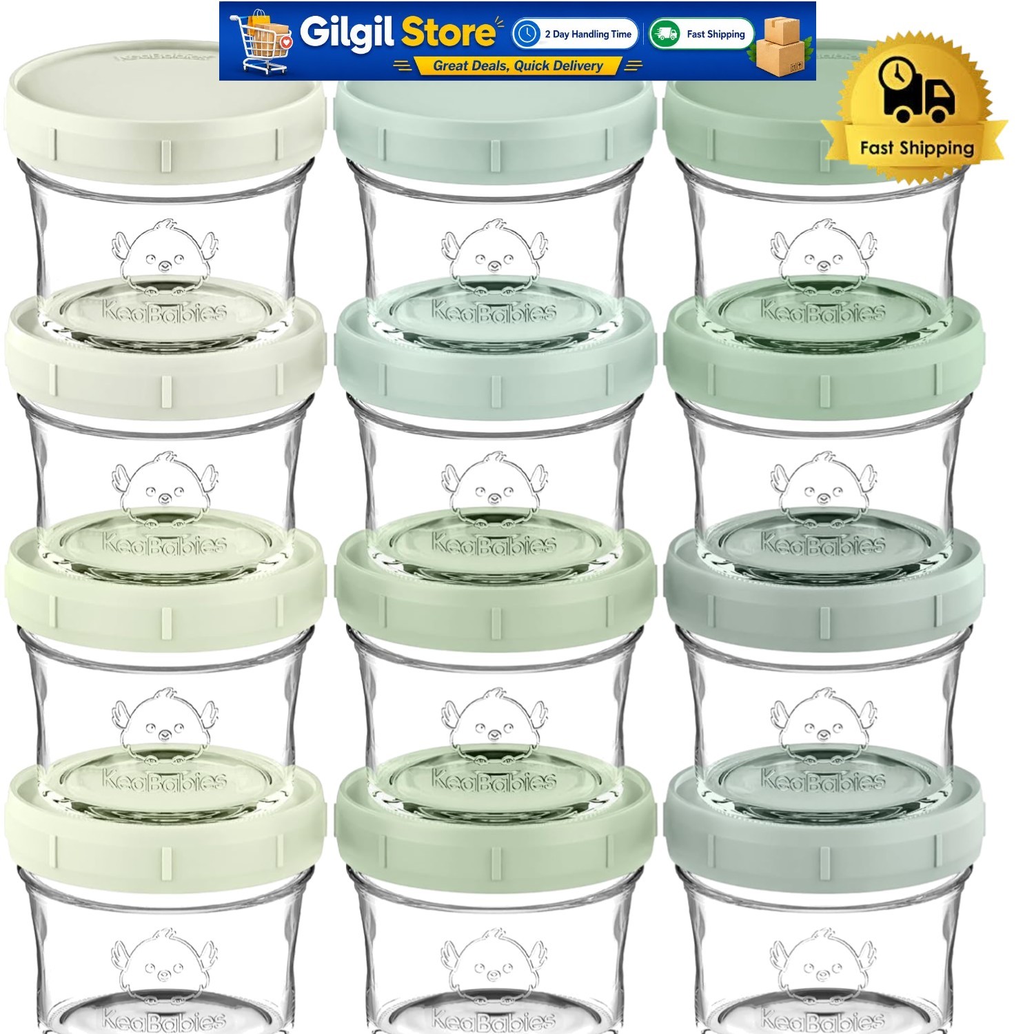 12-Pack 4oz BPA-Free Glass Baby Food Containers – Leak-Proof & Microwave Safe