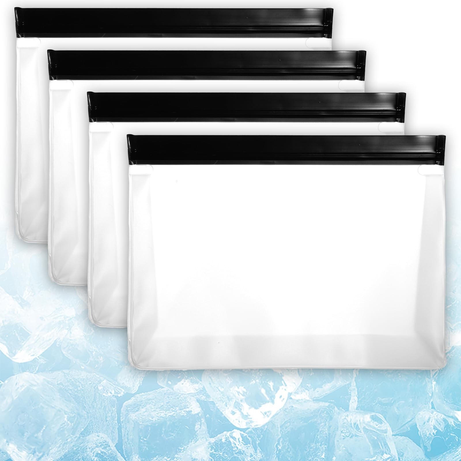 Hpmjz 4 pcs Clear Leak Proof Freezer Bag Reusable Ice Storage one size, black