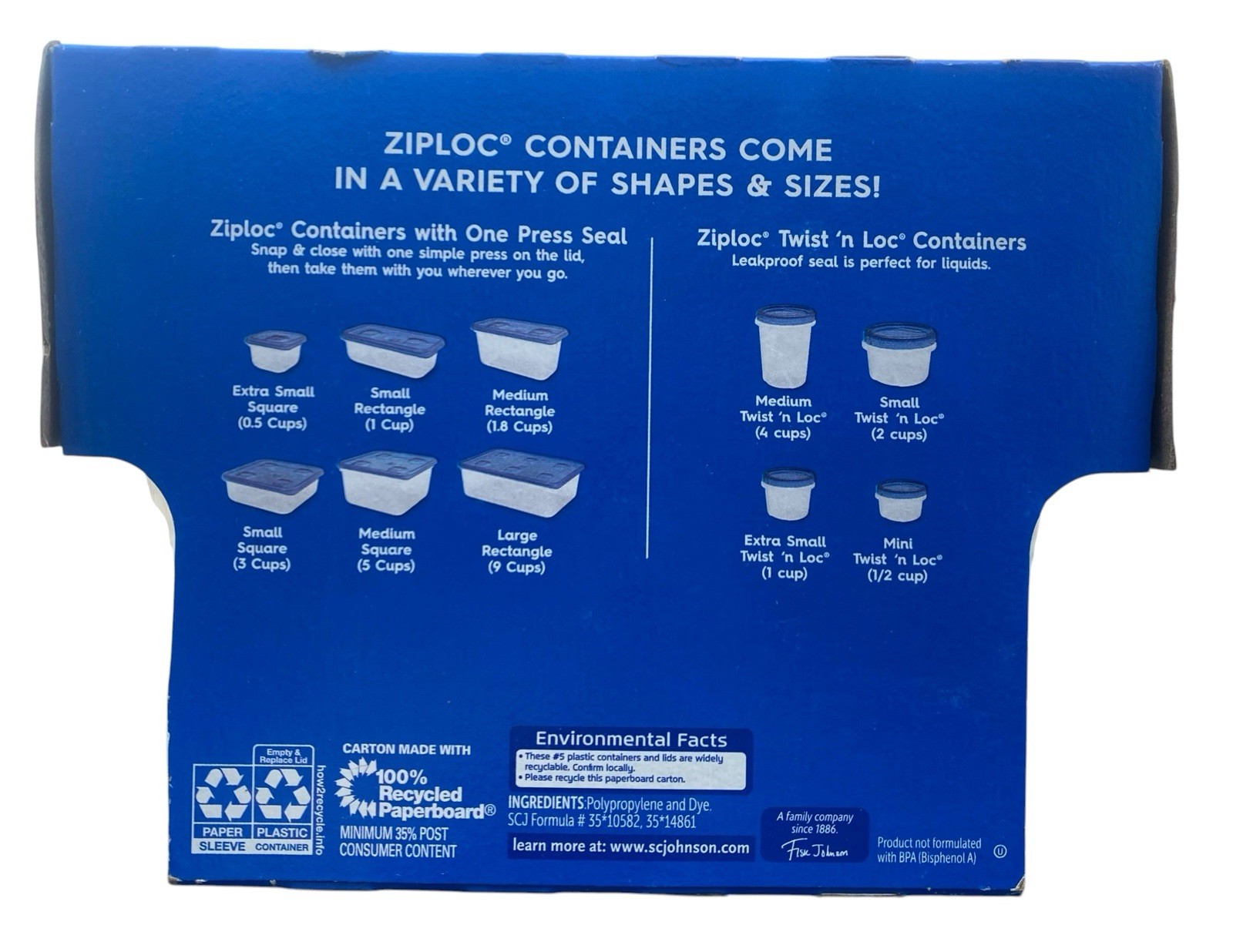 Ziploc Twist ‘N Loc Food Storage Containers Extra Small 8 fl oz 4 Containers New