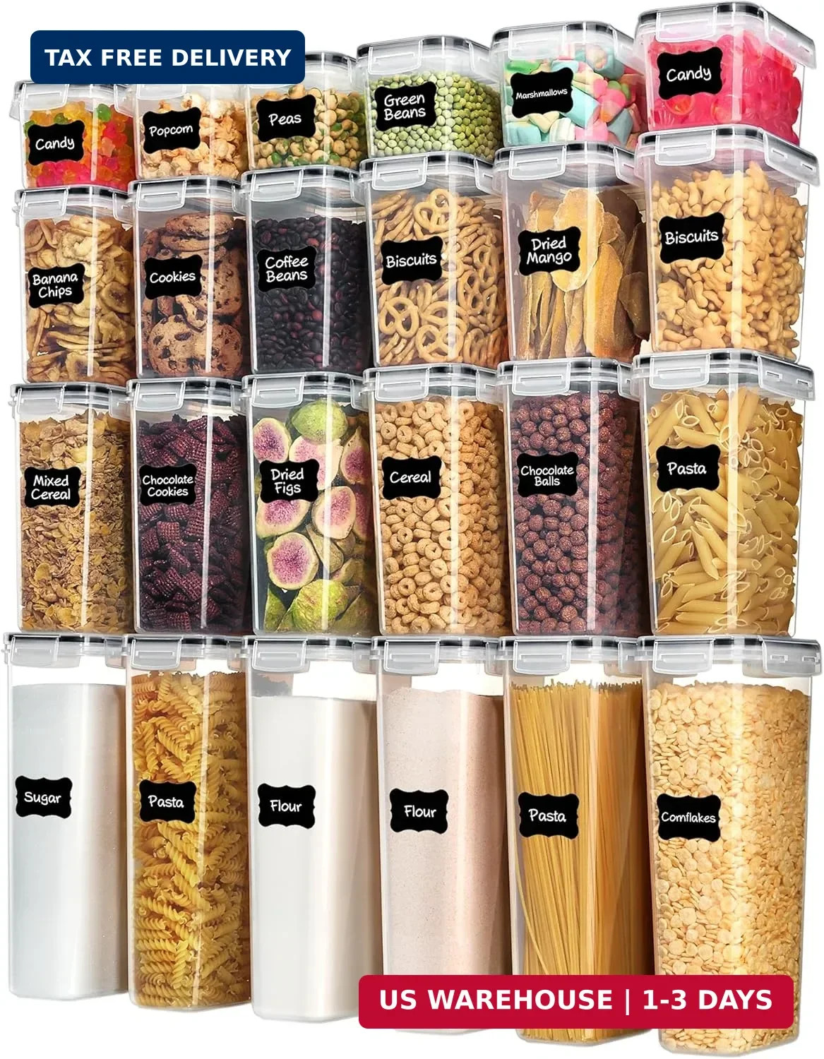 Airtight Food Storage Containers with Lids, Vtopmart 24 pcs Plastic Kitchen and