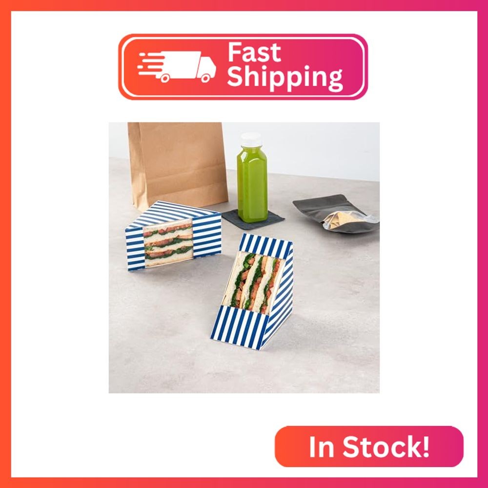 Restaurantware-Cafe Vision 4.8 x 3.2 Inch Sandwich Paper Boxes, 25 Large Sandwic