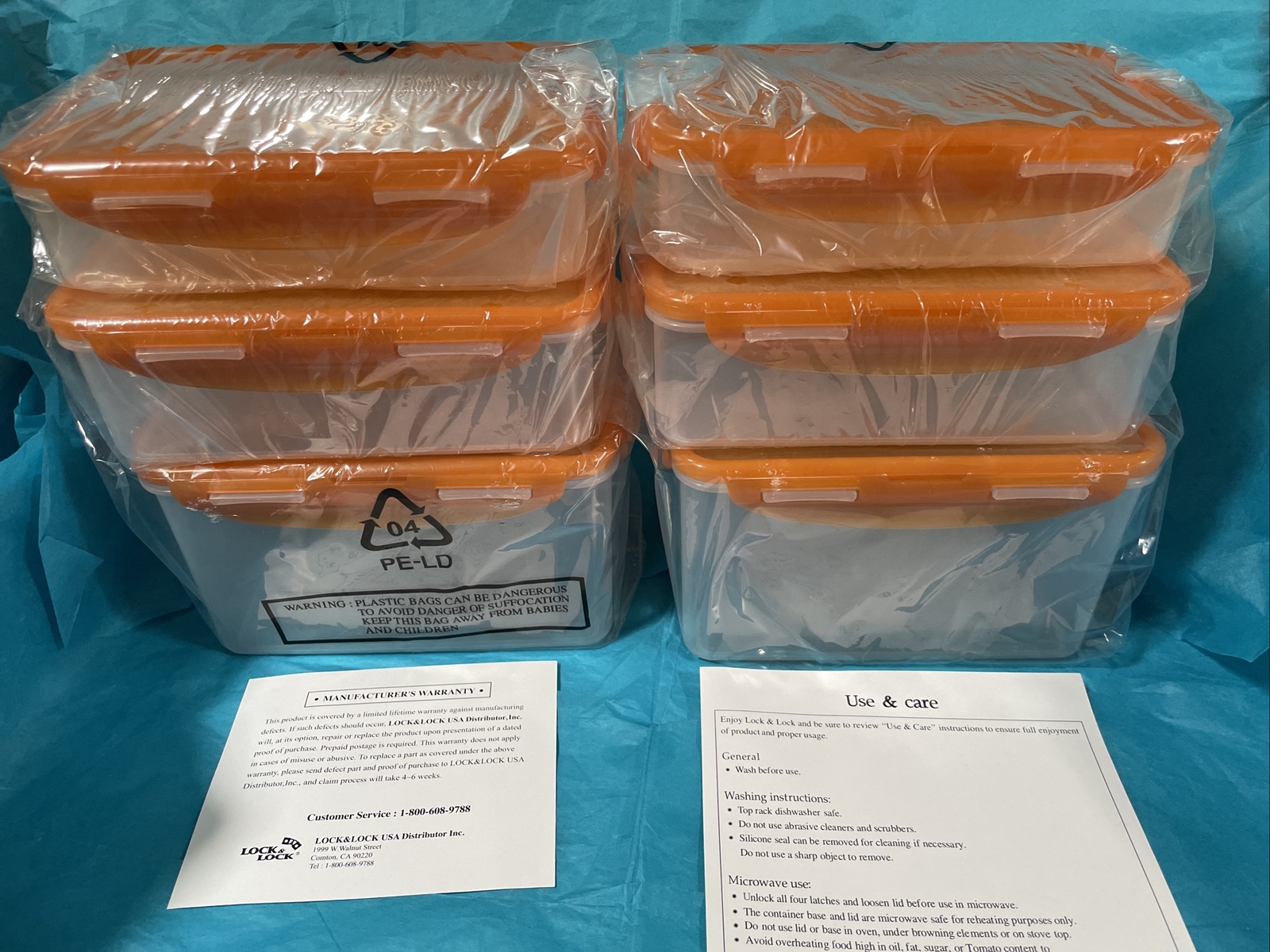 Lock N Lock 6 Piece Storage Containers 2 Each Of 2 Quart, 1.1 Qt, .85 Qt Plastic