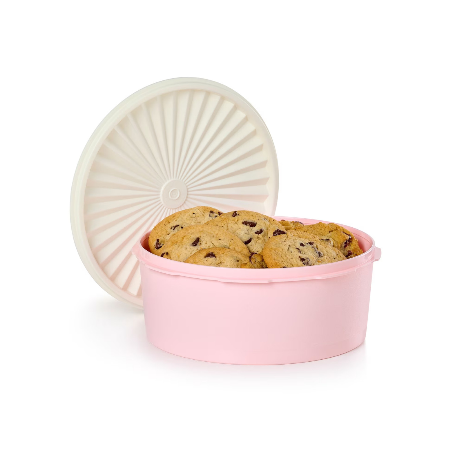 Airtight Food Canister 1.8L Vintage Sunburst Cookie Storage Container Round Pink