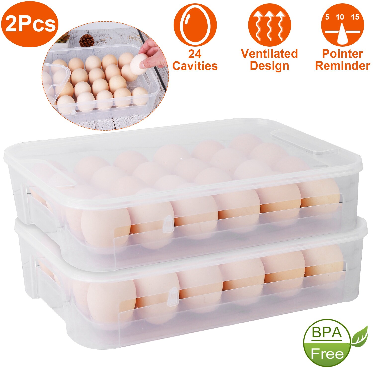 2Pcs Stackable Plastic Egg Holder Egg Storage Box Egg Rack Egg Rack Save Space
