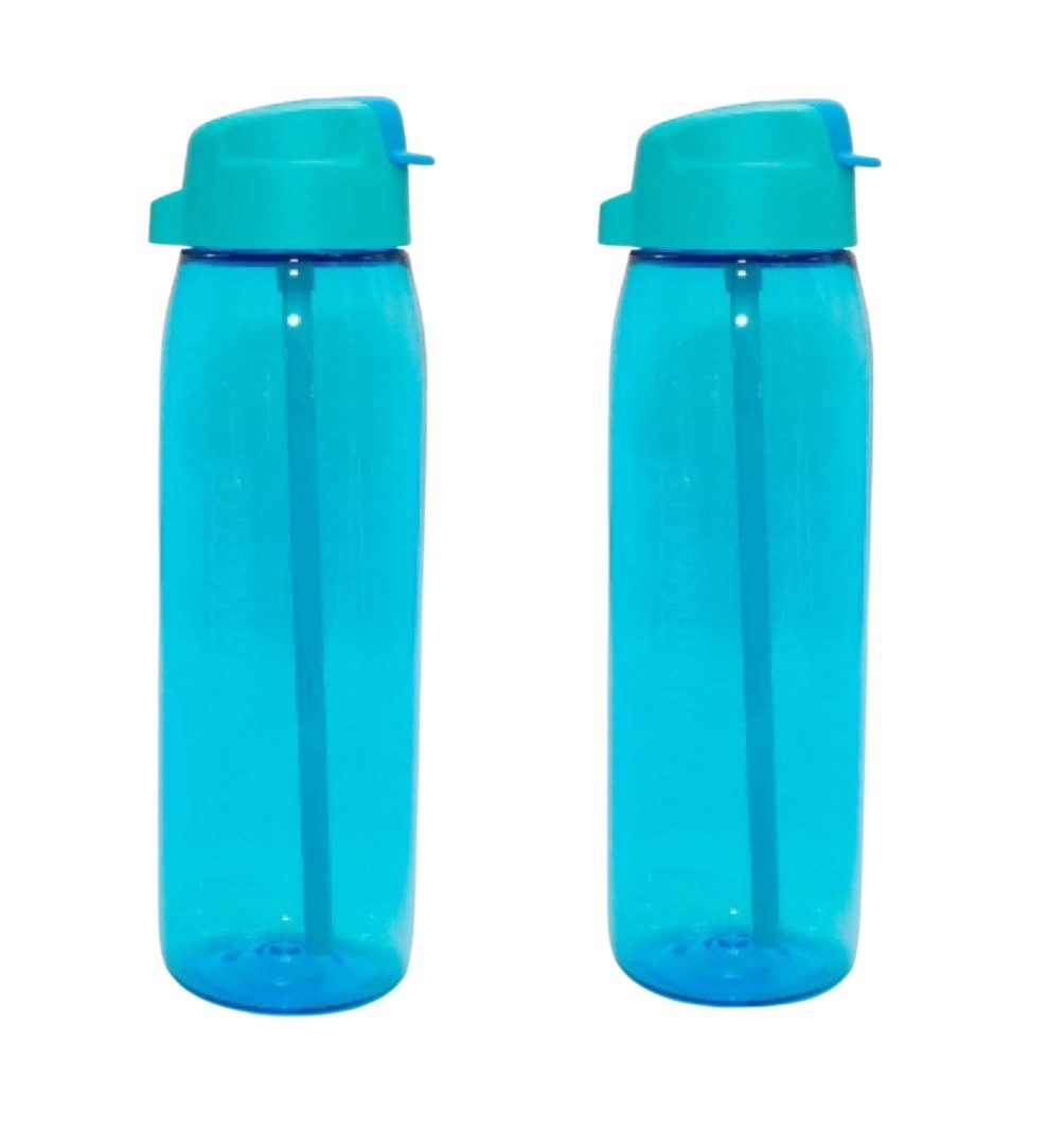 Tupperware Water Bottle 750ml x 2 Eco With Flip Lid and Straw New