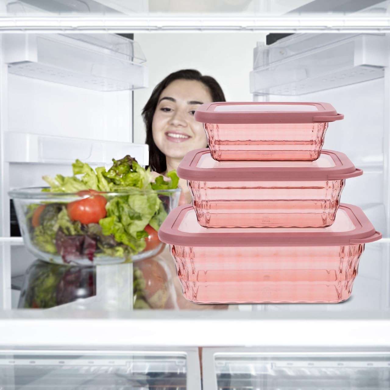 3-Piece Food Storage Containers Set 9.44X6.69X3.54In Clear Kitchen Food Holde…
