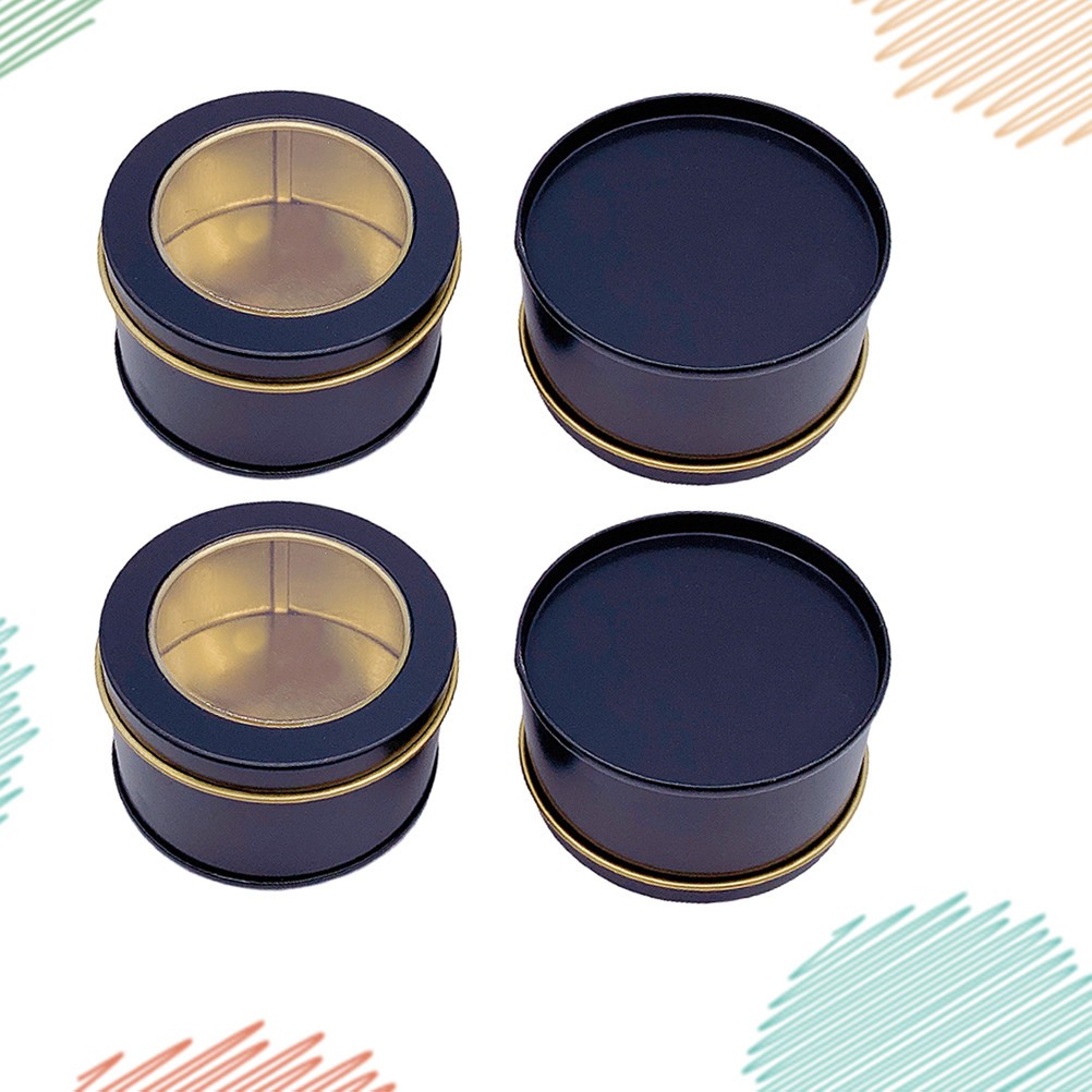 4 Pcs Decorative Tins with Lids Lidded Storage Box Tea Container Sealed Can