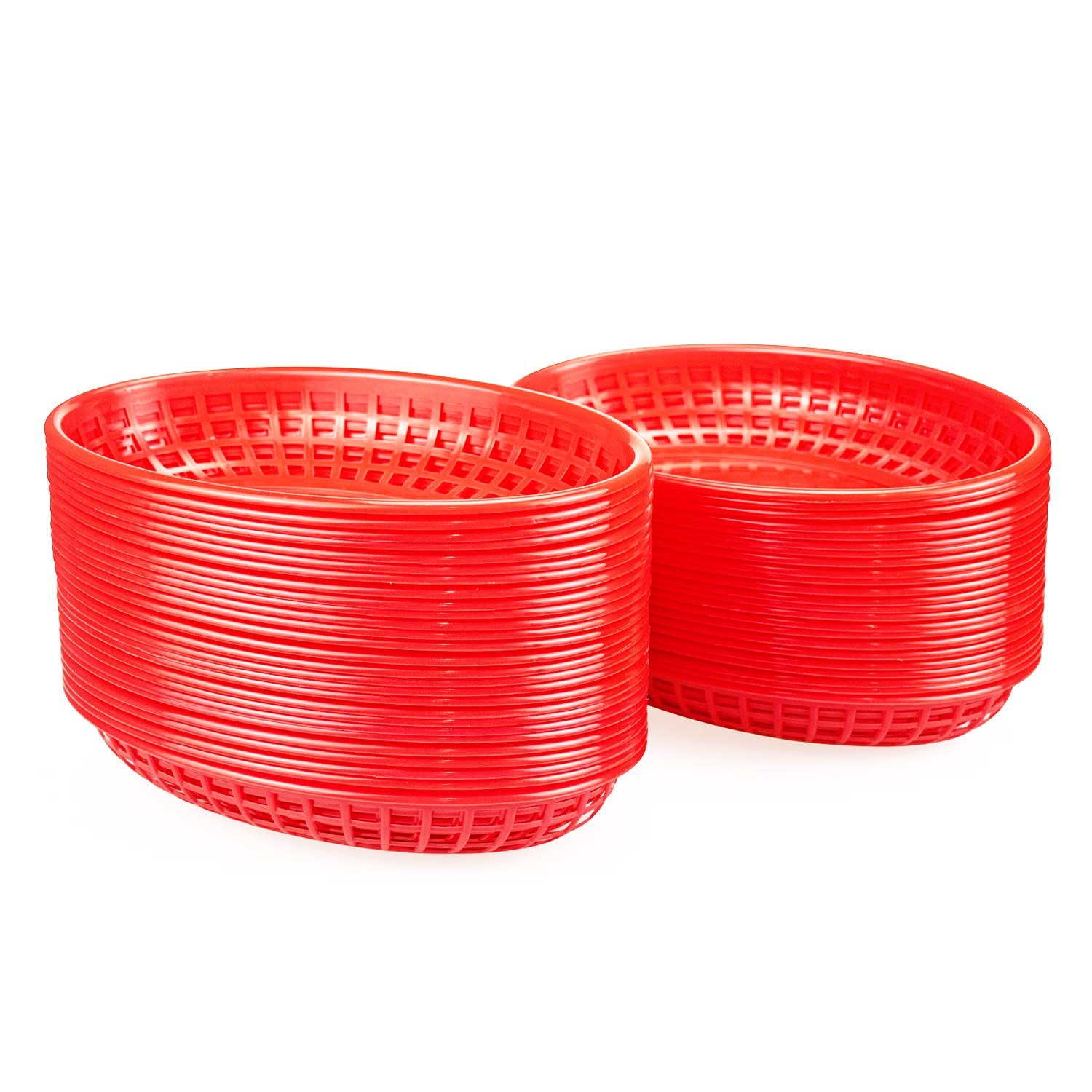 50 Pack Oval Fast Food Baskets, 8.9 x 5.6 x 1.5 Inch Plastic Storage Basket B…