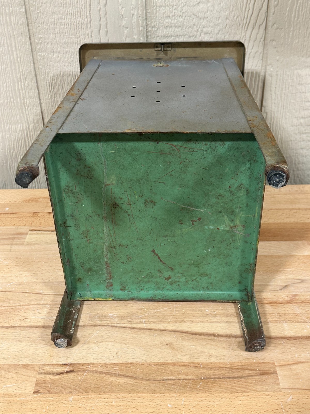 Vintage Potato & onion bin storage metal farmhouse primitive cottage cabin 15″