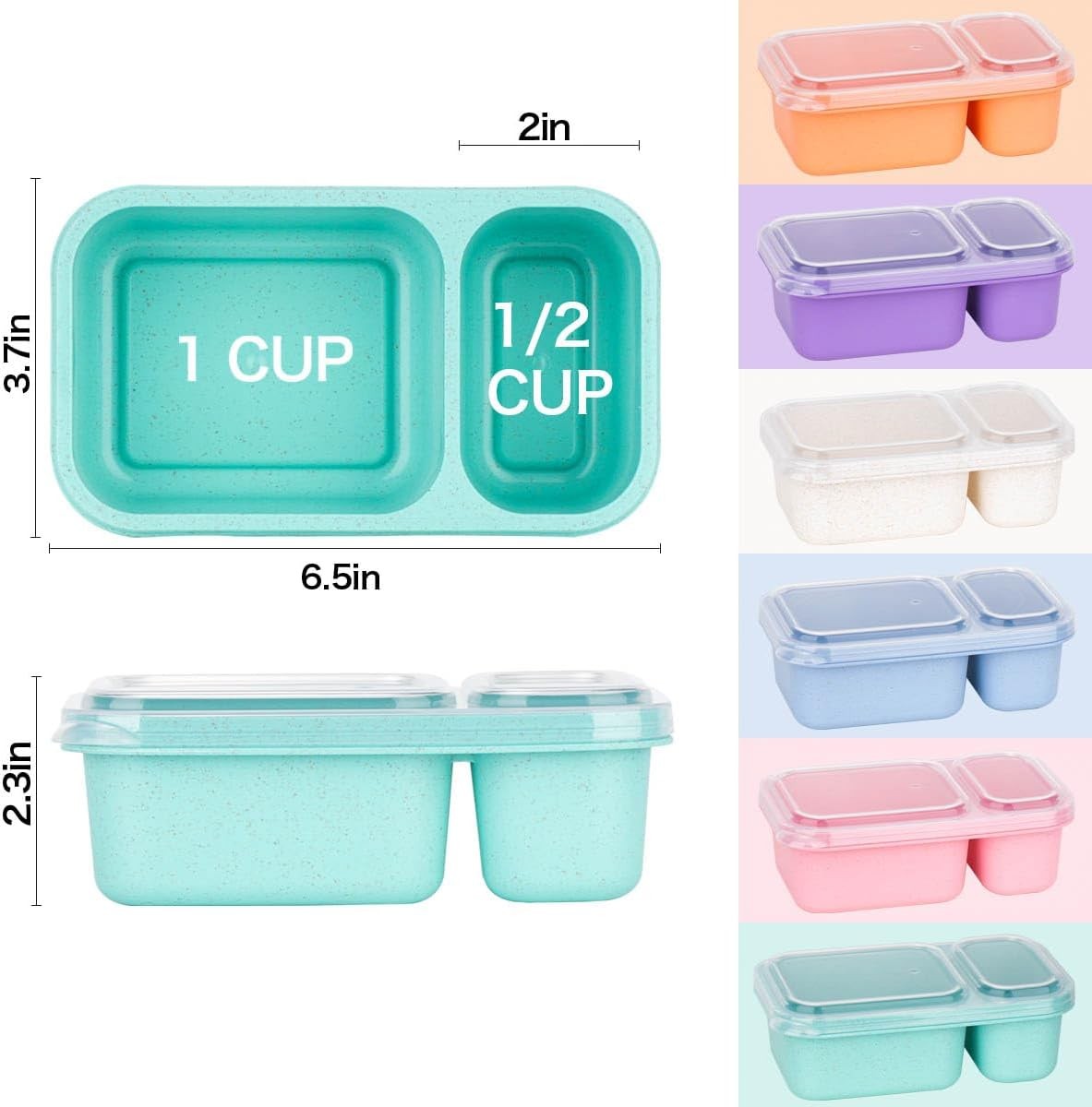 Containers with Lids Wheat Straw Reusable Snack Packs
