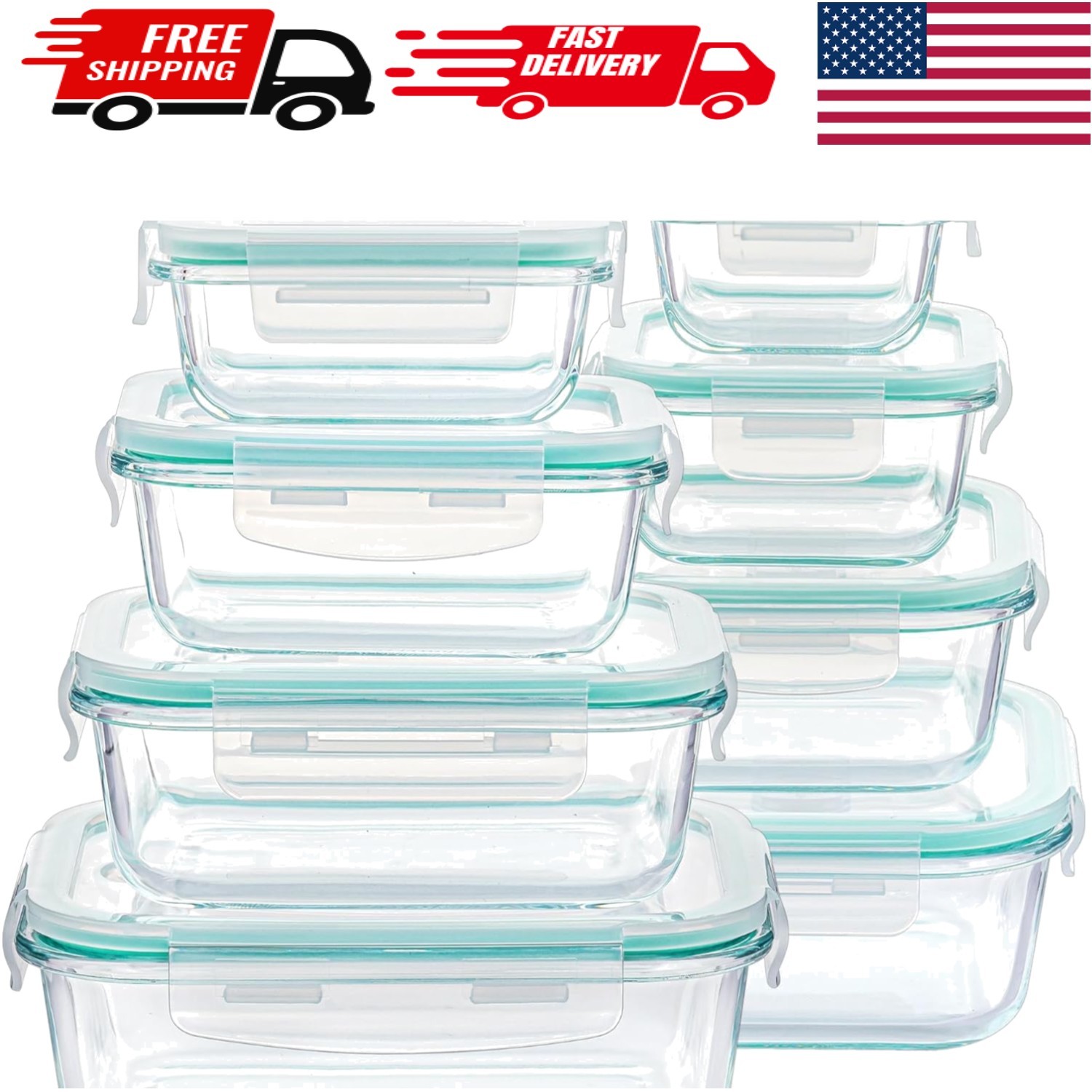Elegant 8-Pack Borosilicate Glass Storage Containers – Dishwasher & Freezer Safe