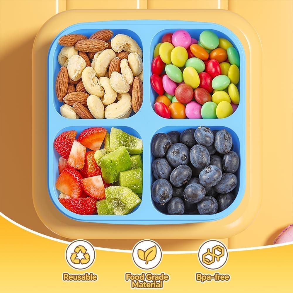 Juego de 6 recipientes reutilizables para refrigerios, con 3 y 4 compartimentos