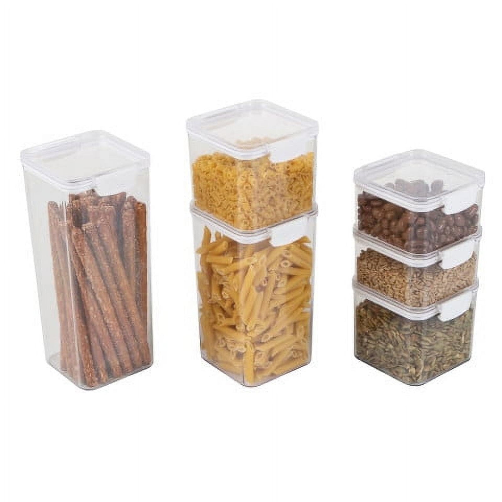 6-Piece Food Storage Containers and Lids Set for Kitchen and Pantry Organization