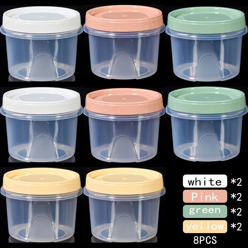 8 Pcs 500ml Round Food Fresh Keeping Box Kitchen Refrigerator Storage AA