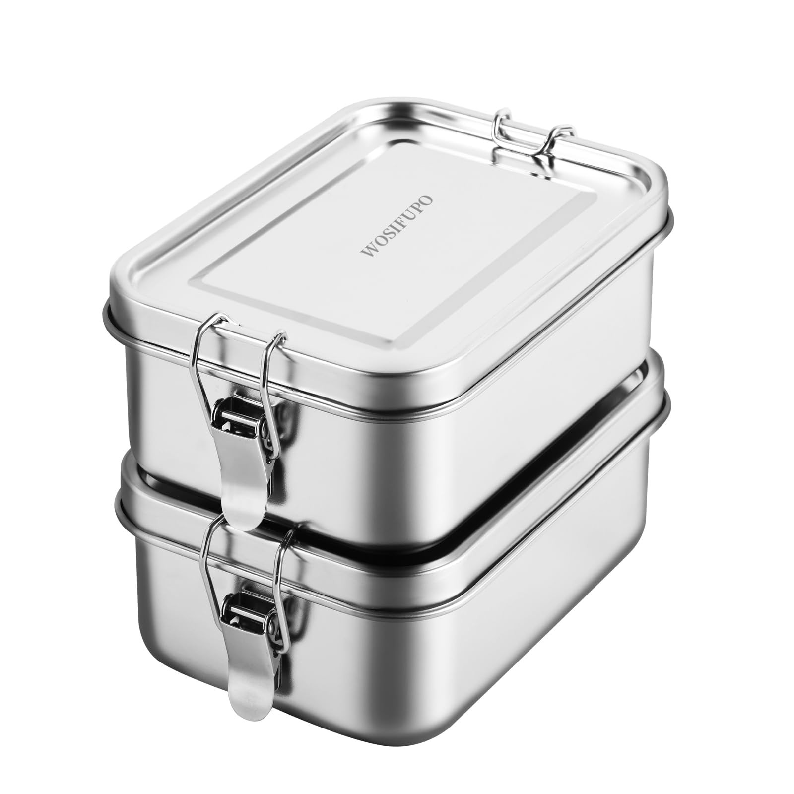 WOSIFUPO 2 Pcs Stainless Steel Bento Box, 850ml (28oz) Metal 850ML, Sliver