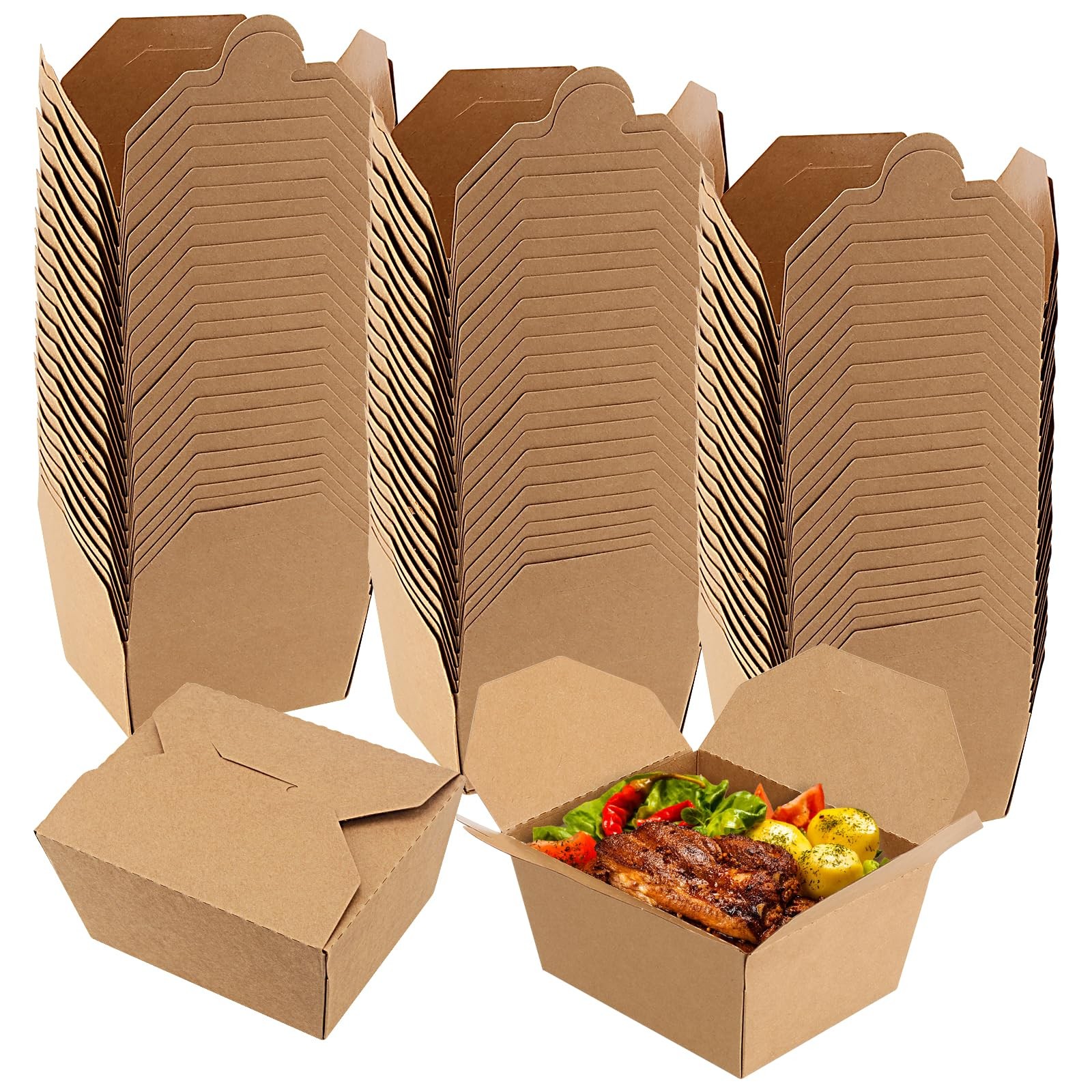 70 Pack 30 oz Take Out Food Containers, Kraft Paper Food Container Microwavea…