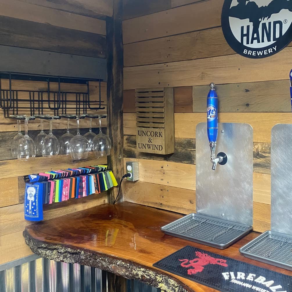 Wall Mounted Coozie Rack Storage Organizer | 17.5″ Floating Shelf for Bulk Beer
