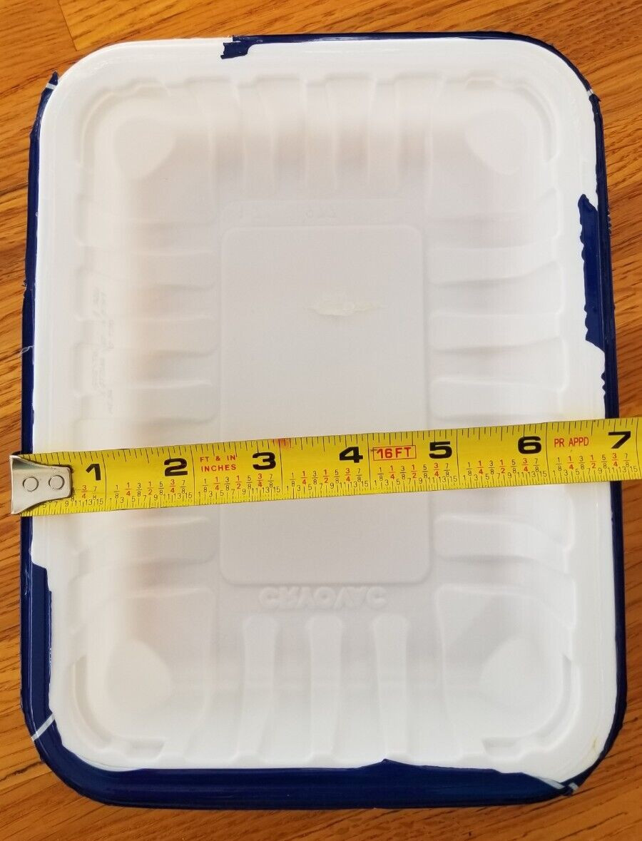 8 Empty Blue Band White 2x9x7″ Containers Microwave Organize Dishwasher Storage