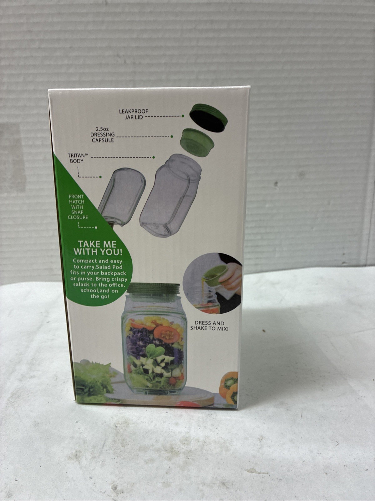 SALADkind Portable Salad Pod; BPA free; dressing compartment;