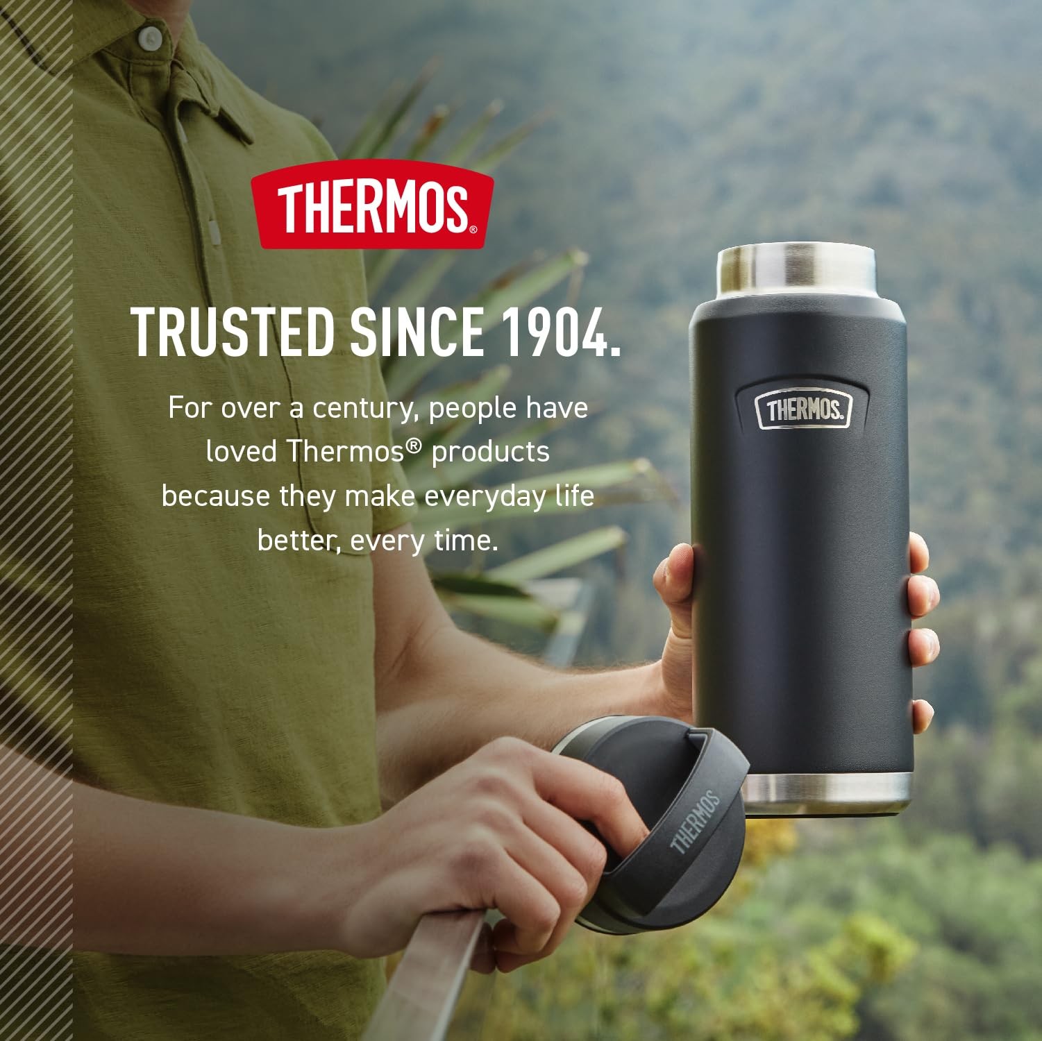 Thermos Icon Series Stainless Steel Dual Temperature Beverage Bottle 40 Oz
