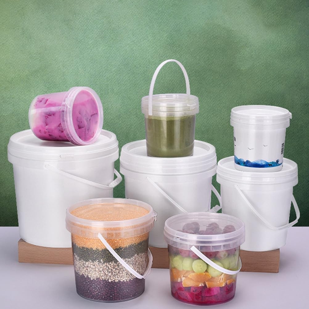2 Pcs Round Ice Cream Storage Bucket with Handle and Lid, 0. 26 Gallon Sealin…