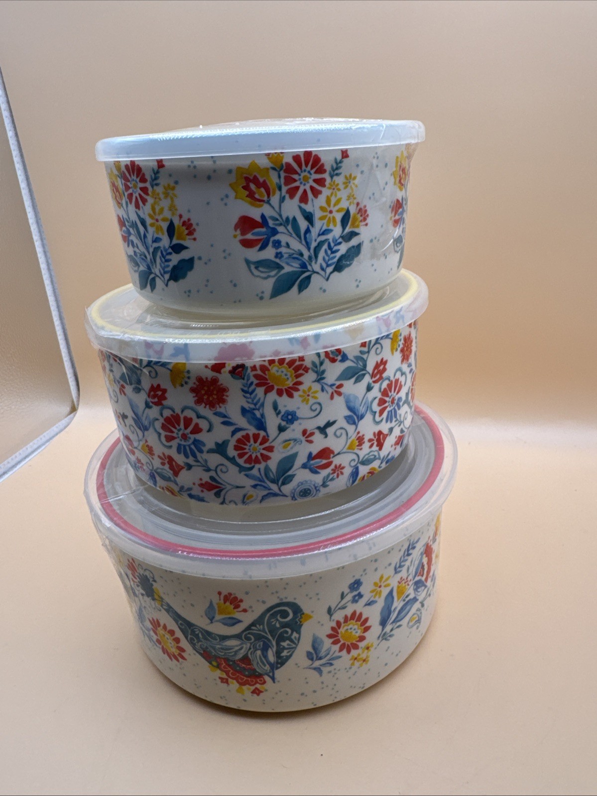 Pioneer Woman 3 Piece Ceramic Storage Containers Granny Cottage Core